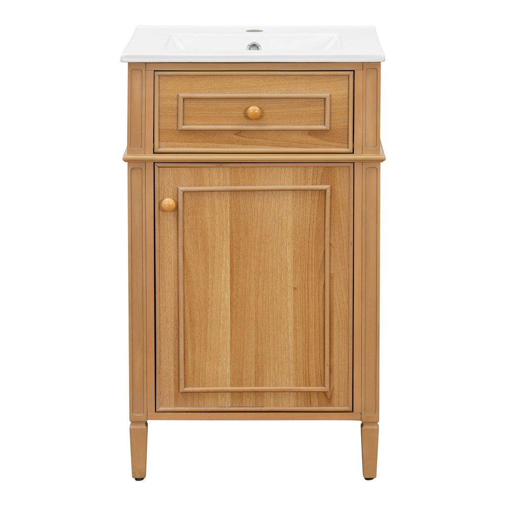 20" Bathroom Vanity With Sink, Adjustable Shelf, Tilt Out Drawer, Freestanding Cabinet - Wood