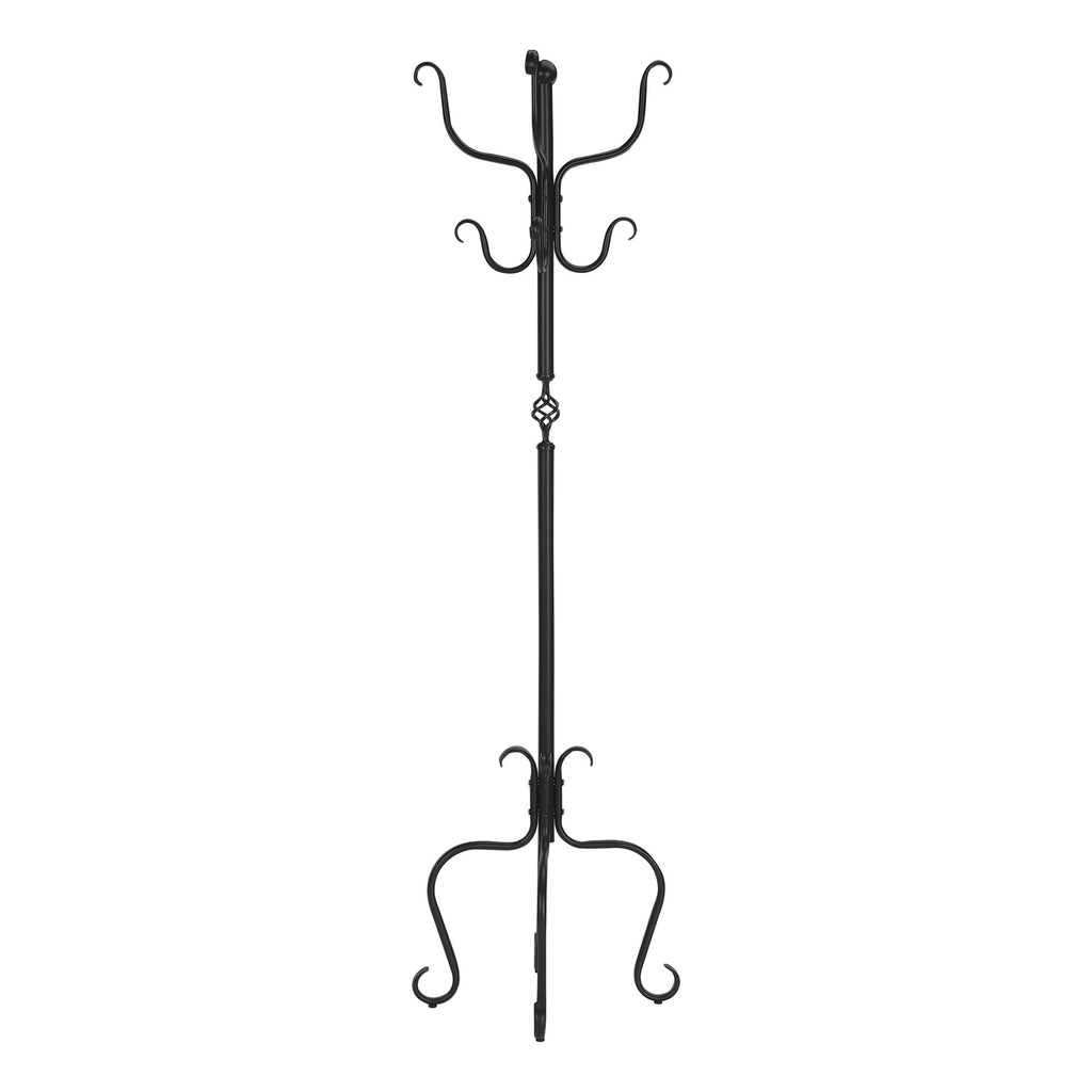 Coat Rack, Hall Tree, Free Standing, 8 Hooks, Entryway, Transitional - Black