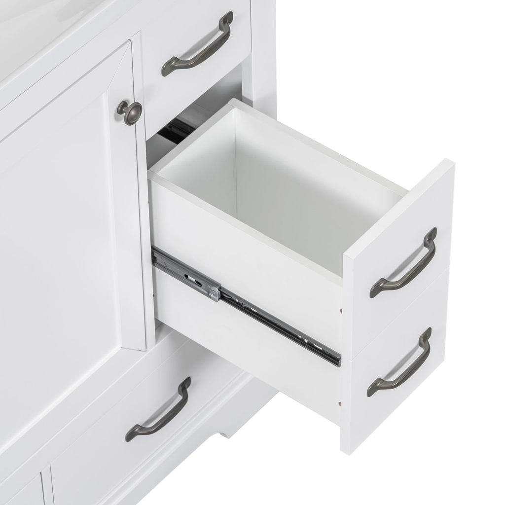 Modern Bathroom Vanity Base Only, 6 Drawer Storage With Adjustable Shelf
