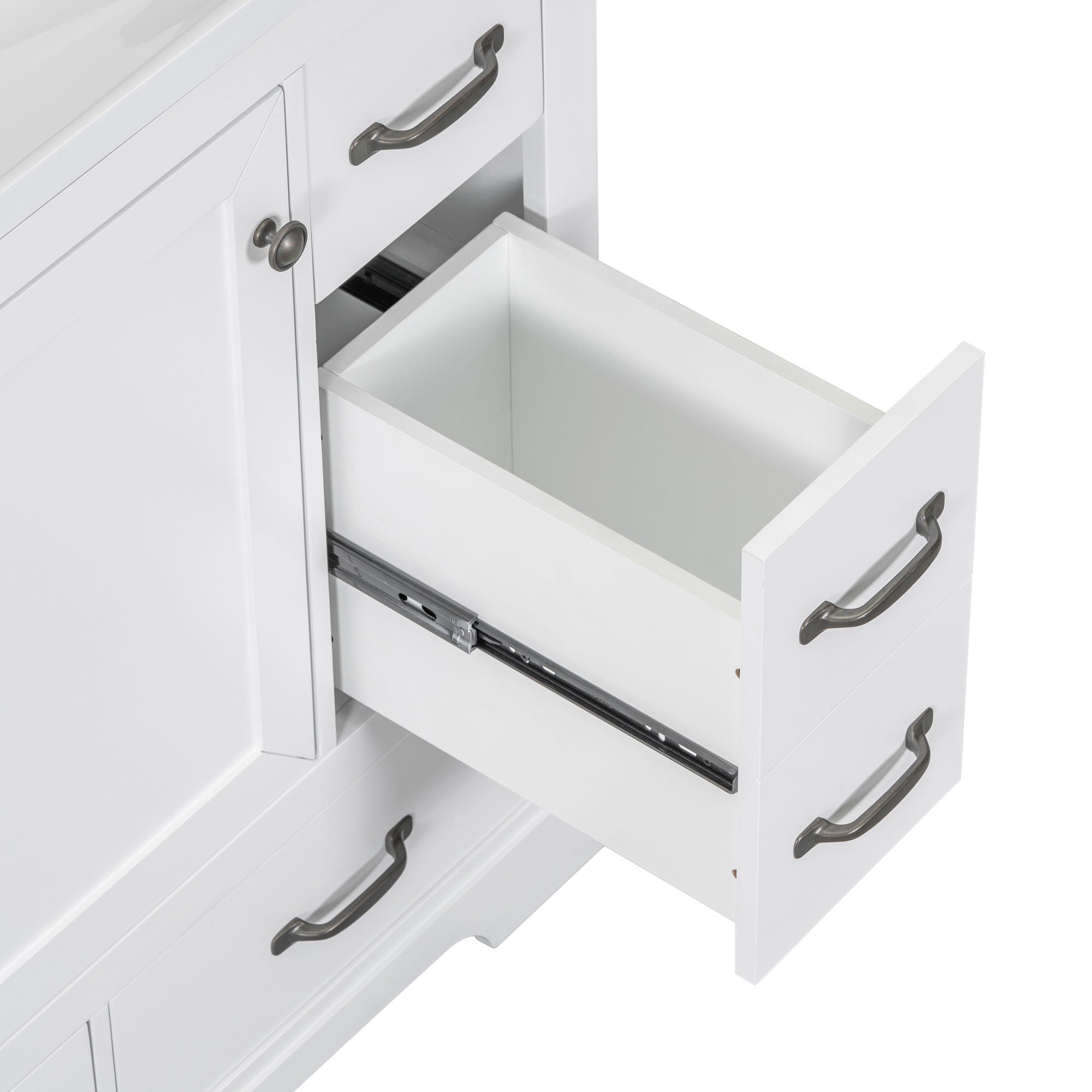 Modern Bathroom Vanity Base Only, 6 Drawer Storage With Adjustable Shelf