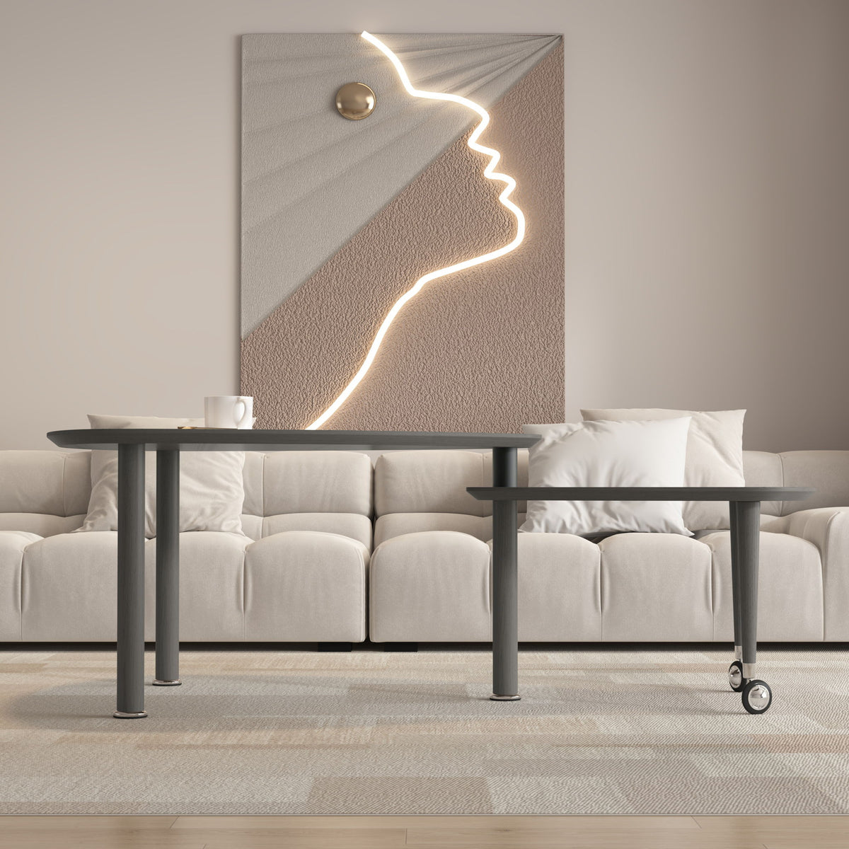 360 Degree Rotatable Coffee Table With Solid Legs
