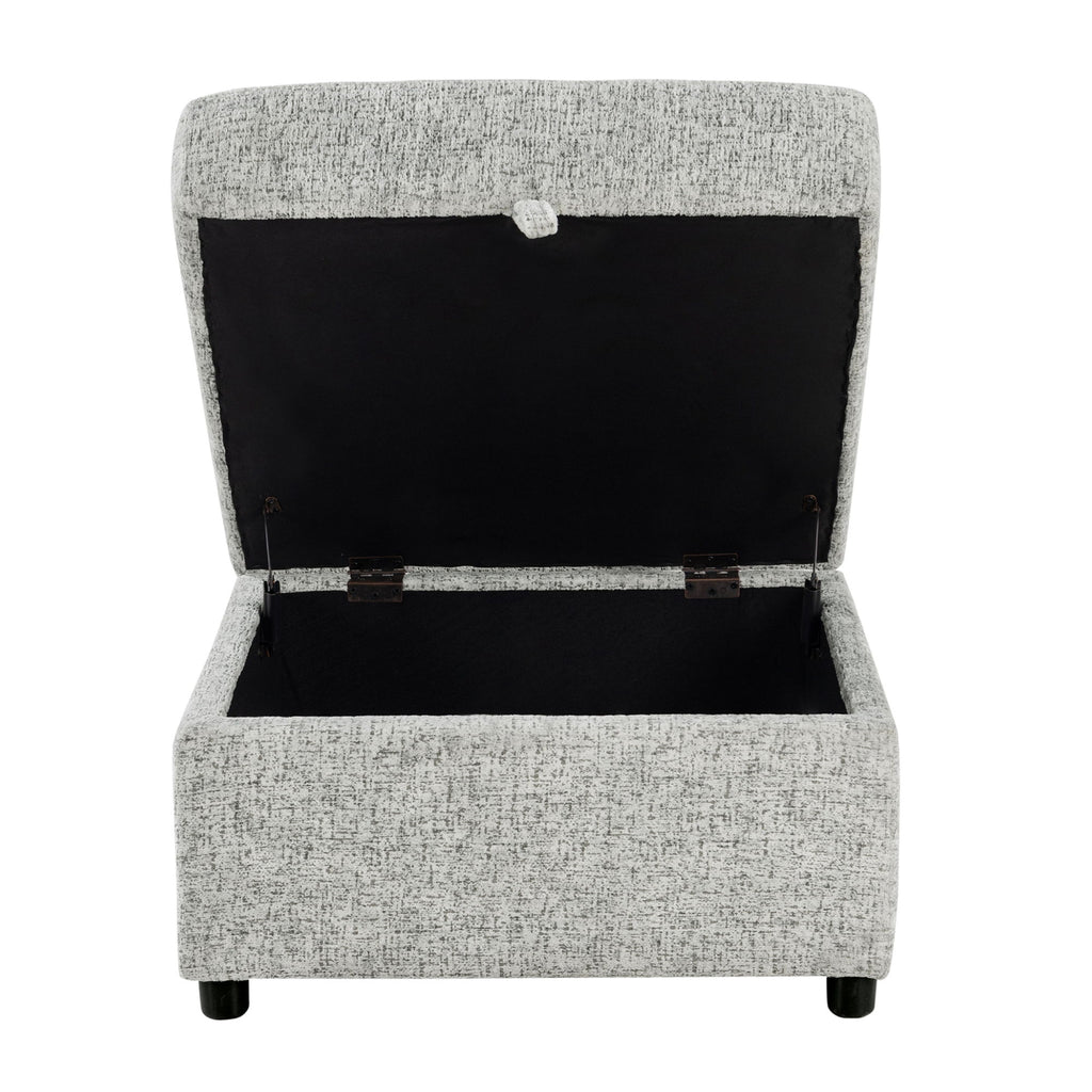 Emiliano - Sectional Sofa With 3 Pillows And Storage Ottoman - Nickel