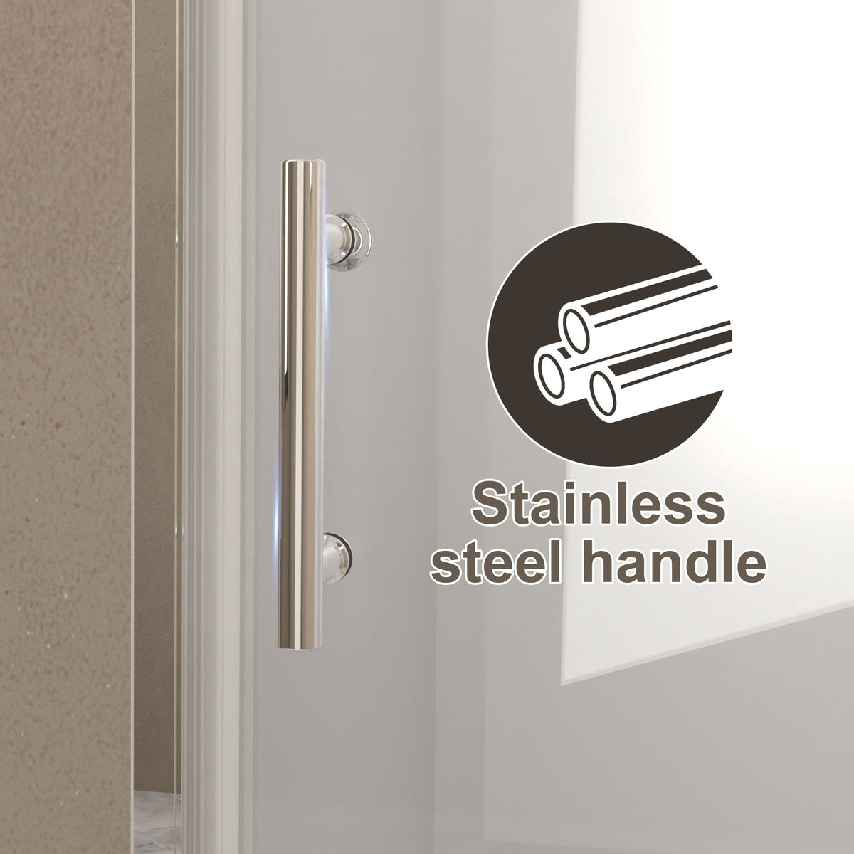 Shower Door, Tempered Glass With Explosion Proof Film, Half Frame Design - Chrome