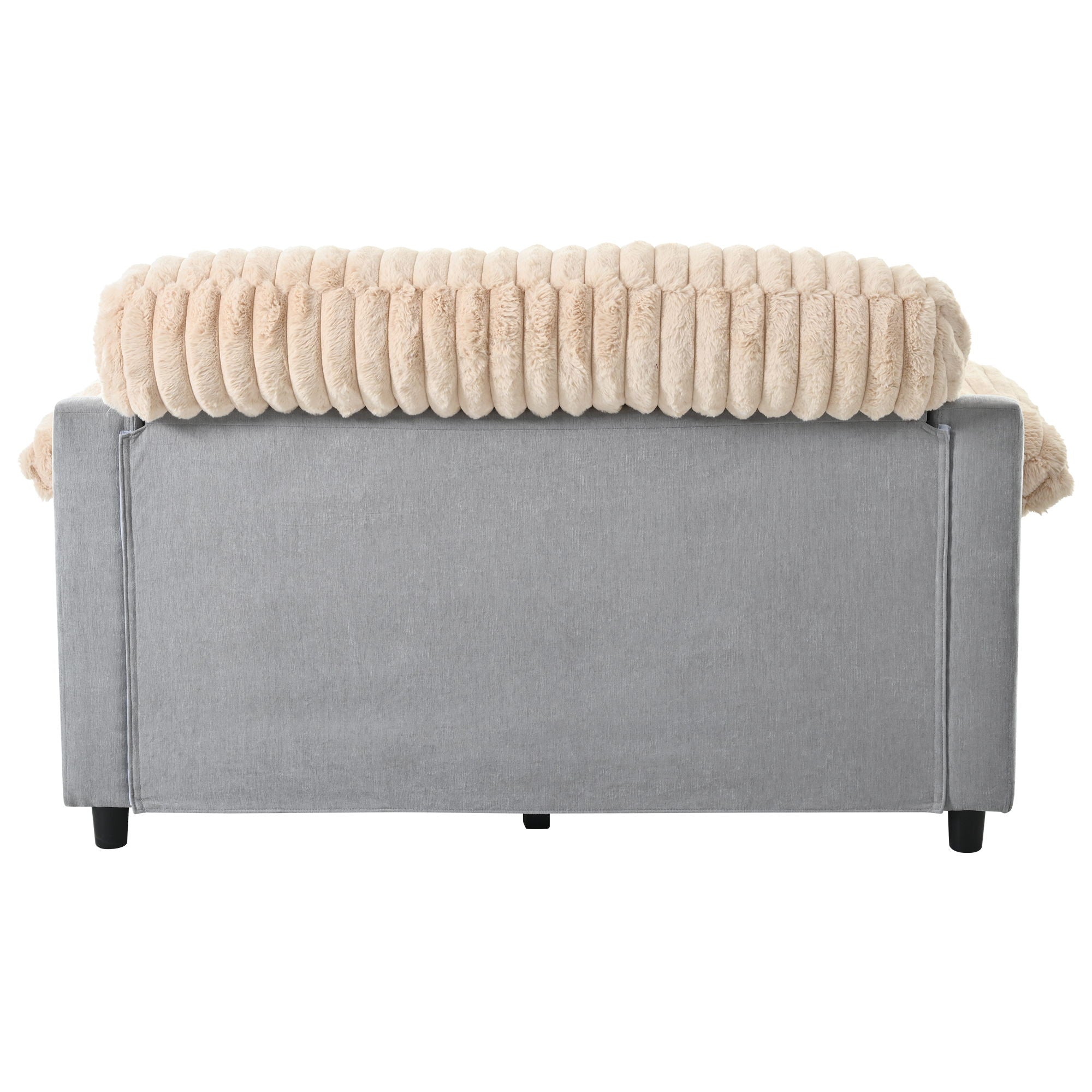 Chaise Lounge Cloud Sofa With 2 Throw Pillows - Champagne