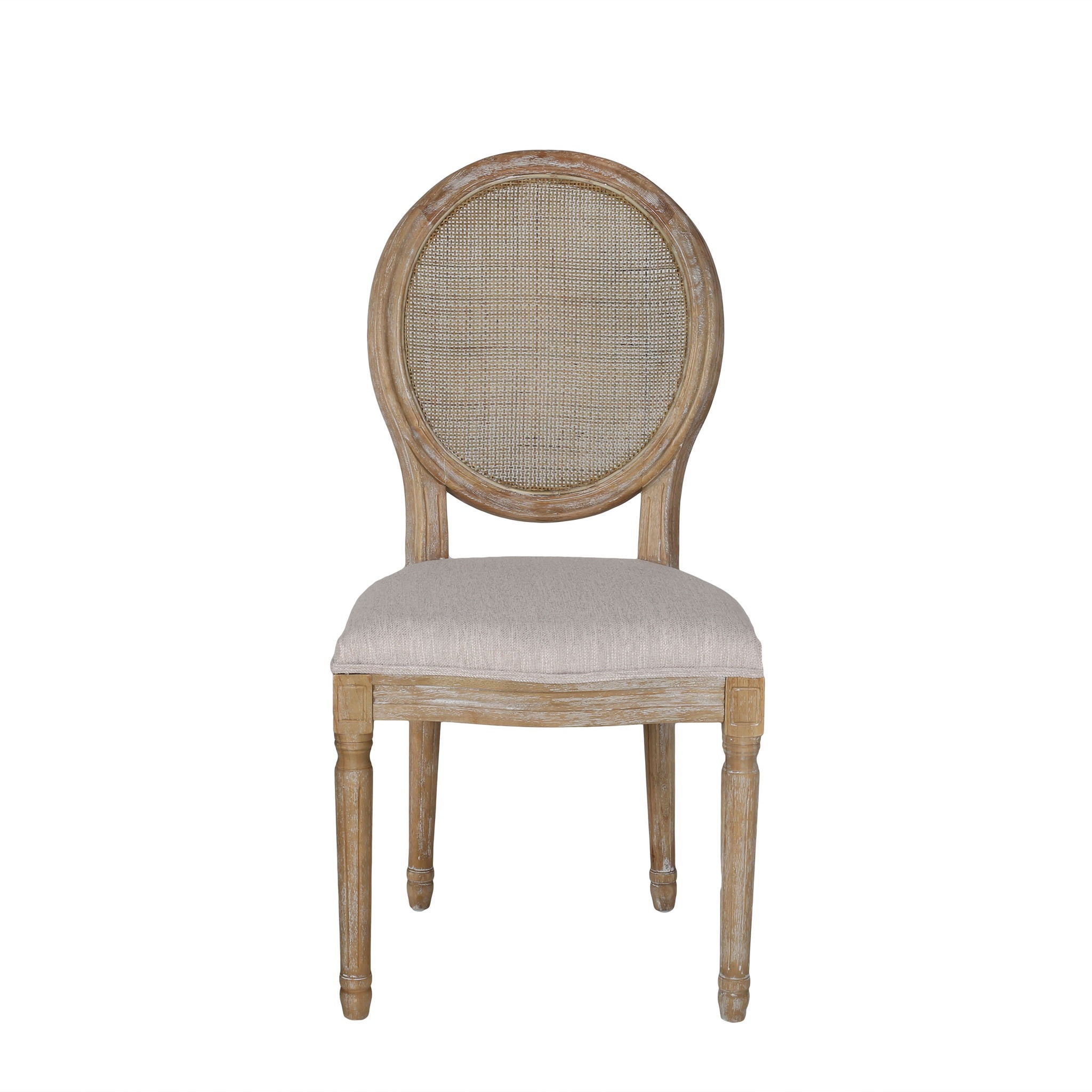Elegant Dining Chair Set With Cane And Fabric Upholstery