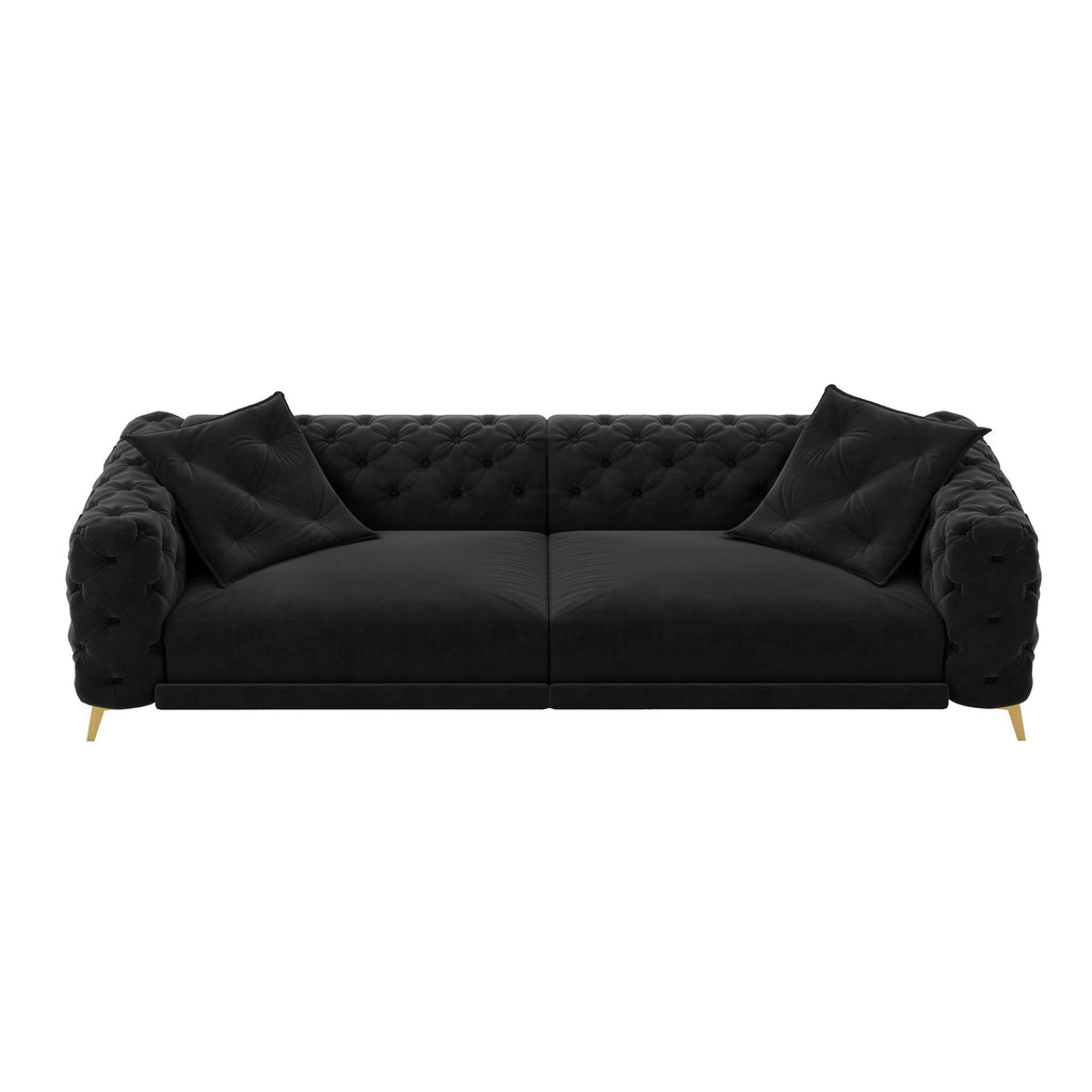 3 In 1 Convertible Sleeper, Deep Seat Pull Out Sofa Bed, Button Tufted