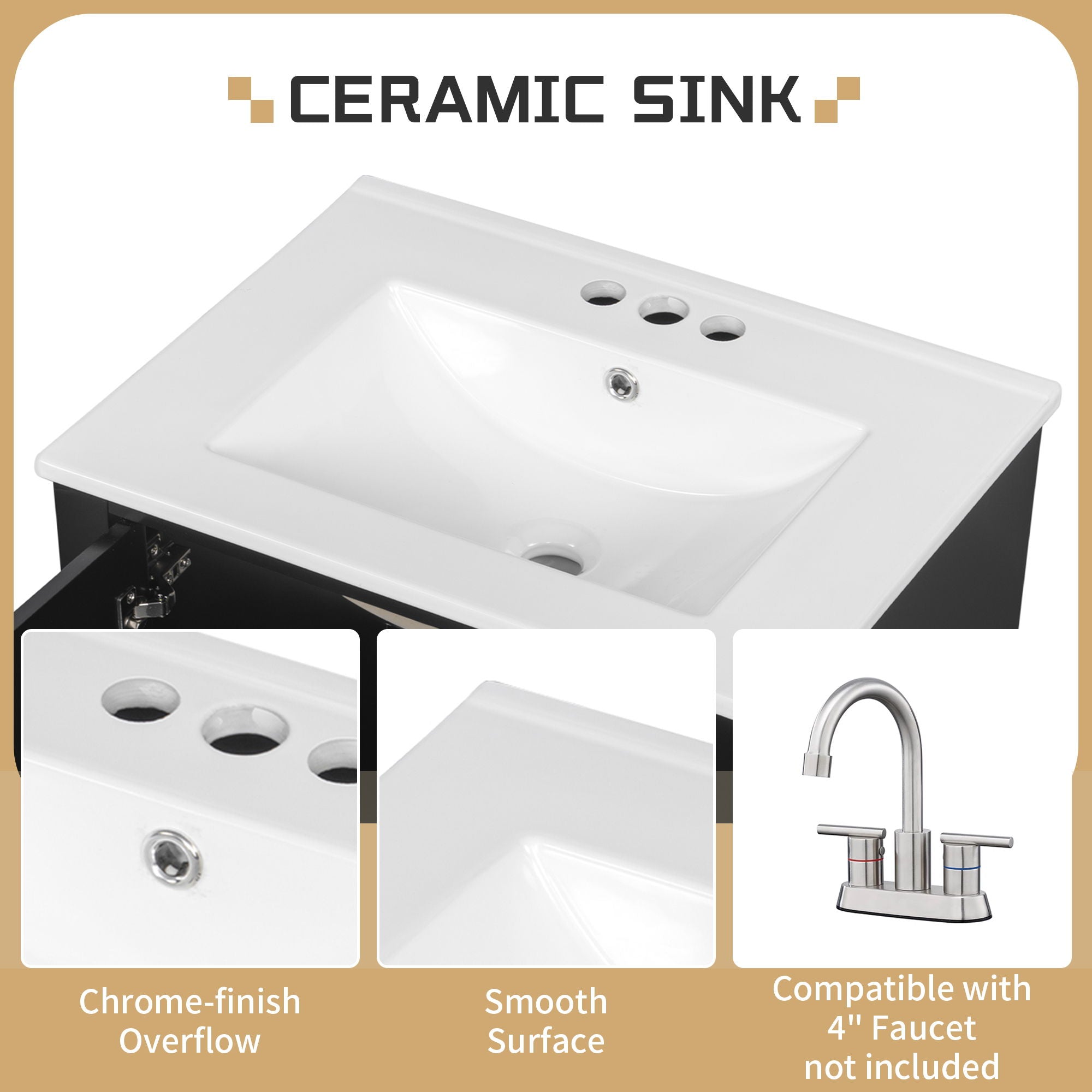 Modern Bathroom Vanity With Sink, Freestanding Cabinet With Drawers And Storage Shelves