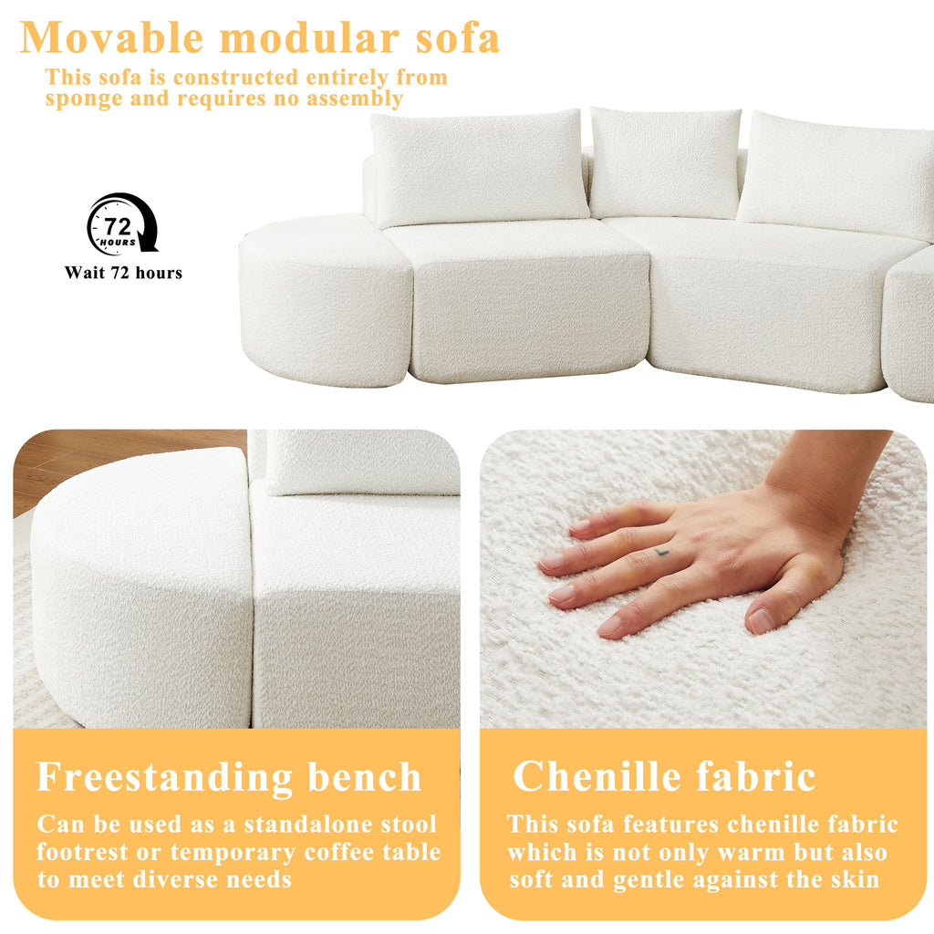V - Shaped Modular Sofa Set With 3 Pillow