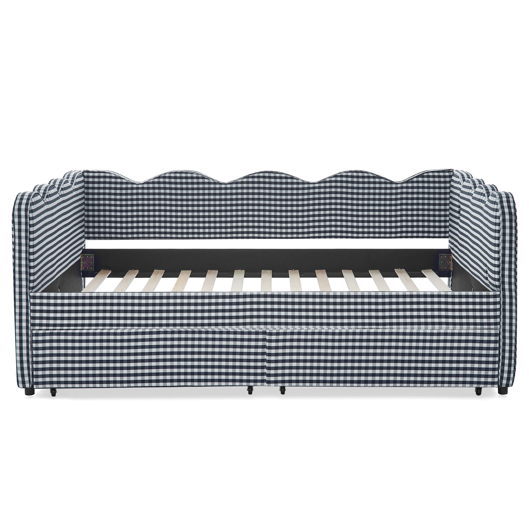 Gingham Daybed & USB Charging Port, Wave-Shaped Design