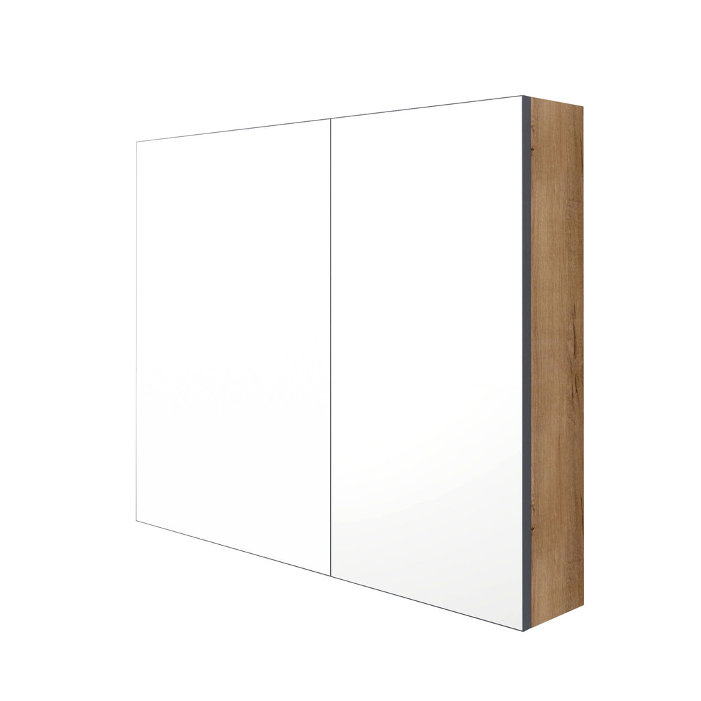 33.56" Wall Mounted Bathroom Cabinet With Adjustable Shelves - Imitative Oak