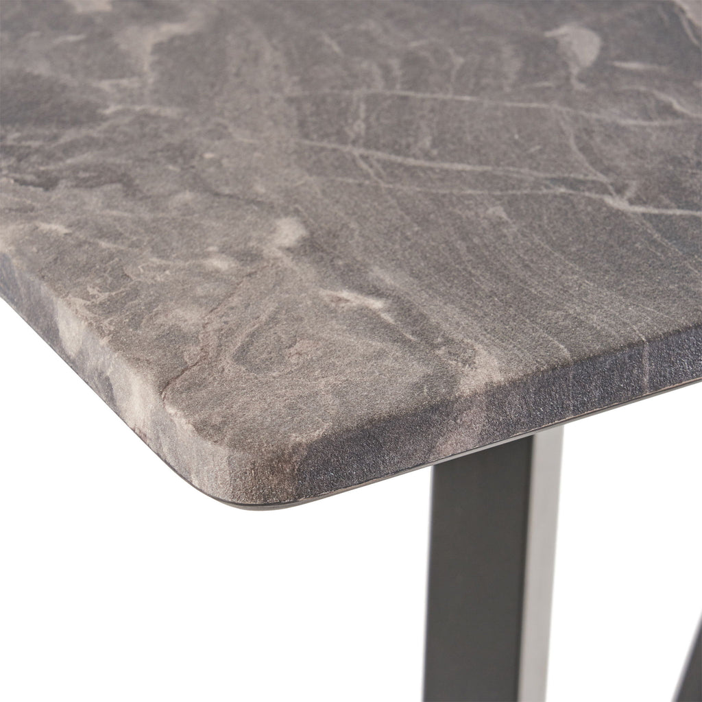 Modern Bar Height Dining Table, Rubberwood Legs And Laminate Table Top, Paladina Marble - Gray / Black