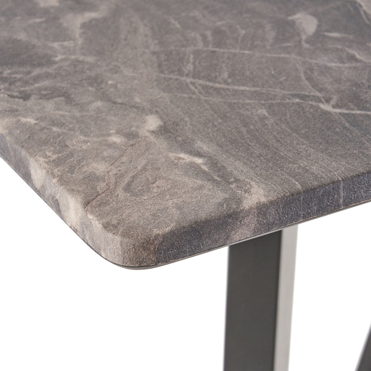 Modern Bar Height Dining Table, Rubberwood Legs And Laminate Table Top, Paladina Marble - Gray / Black