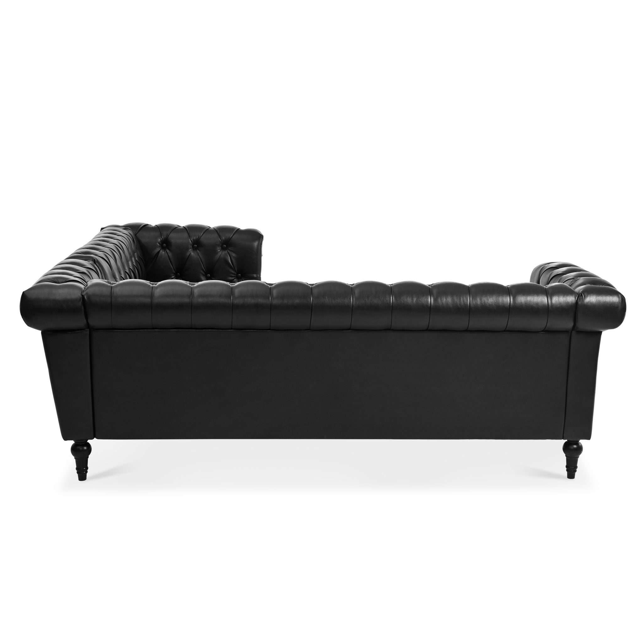 L Shaped Reversible Modern Chesterfield Sofa With Rolled Arms And Nailhead, 5 Seat Tufted Couch