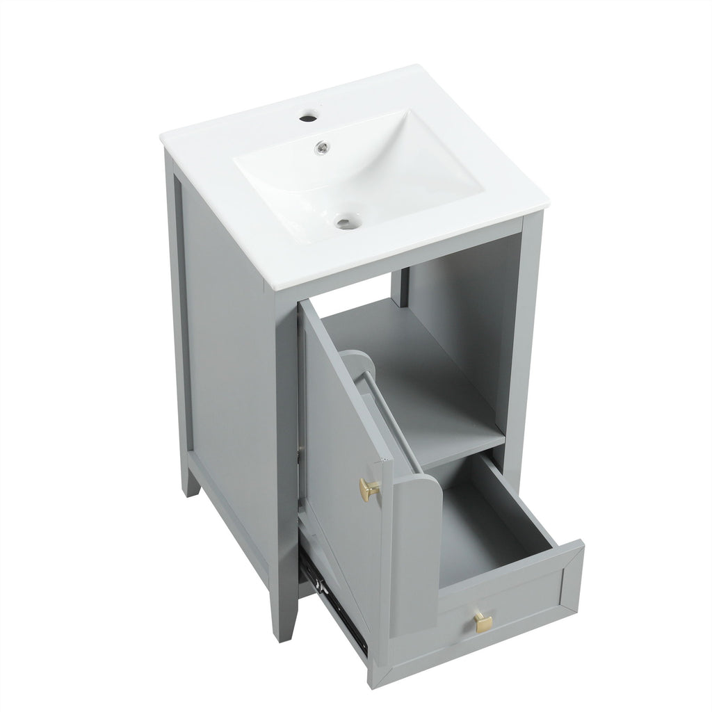 Bathroom Vanity With Sink, Soft Closing Cabinet Door, Storage Rack And Drawer