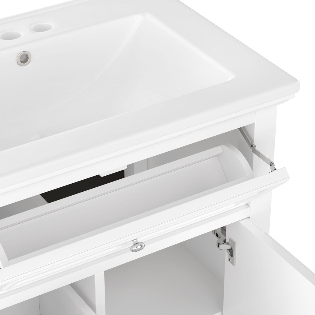 Modern Bathroom Vanity With Sink, Adjustable Shelf, 1 Flip Drawer & 2 Drawers