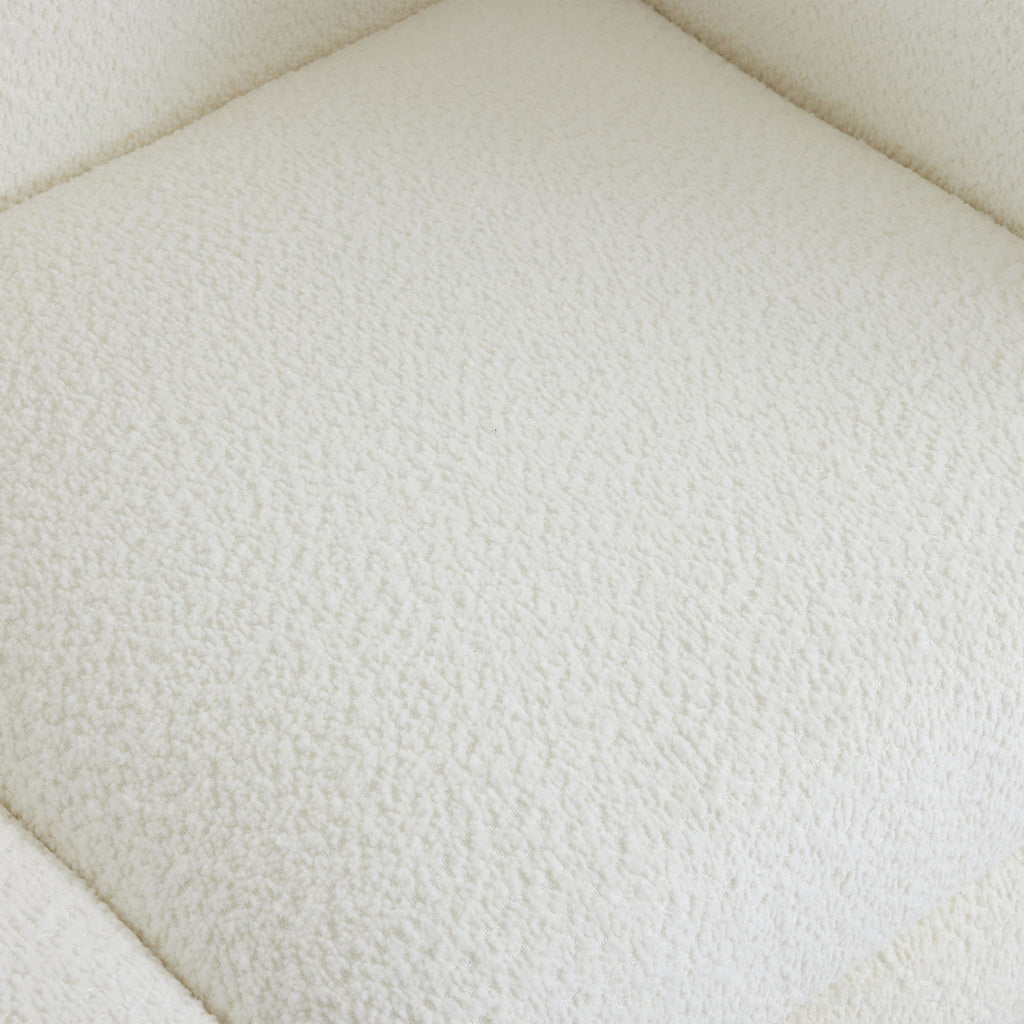 Contemporary Boucle Sherpa Sofa With Birch Wood Legs
