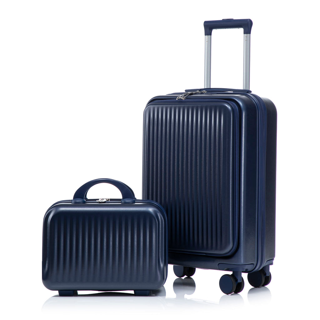 Luggage Set With Cosmetic Case, Combination Lock, Front Opening Design
