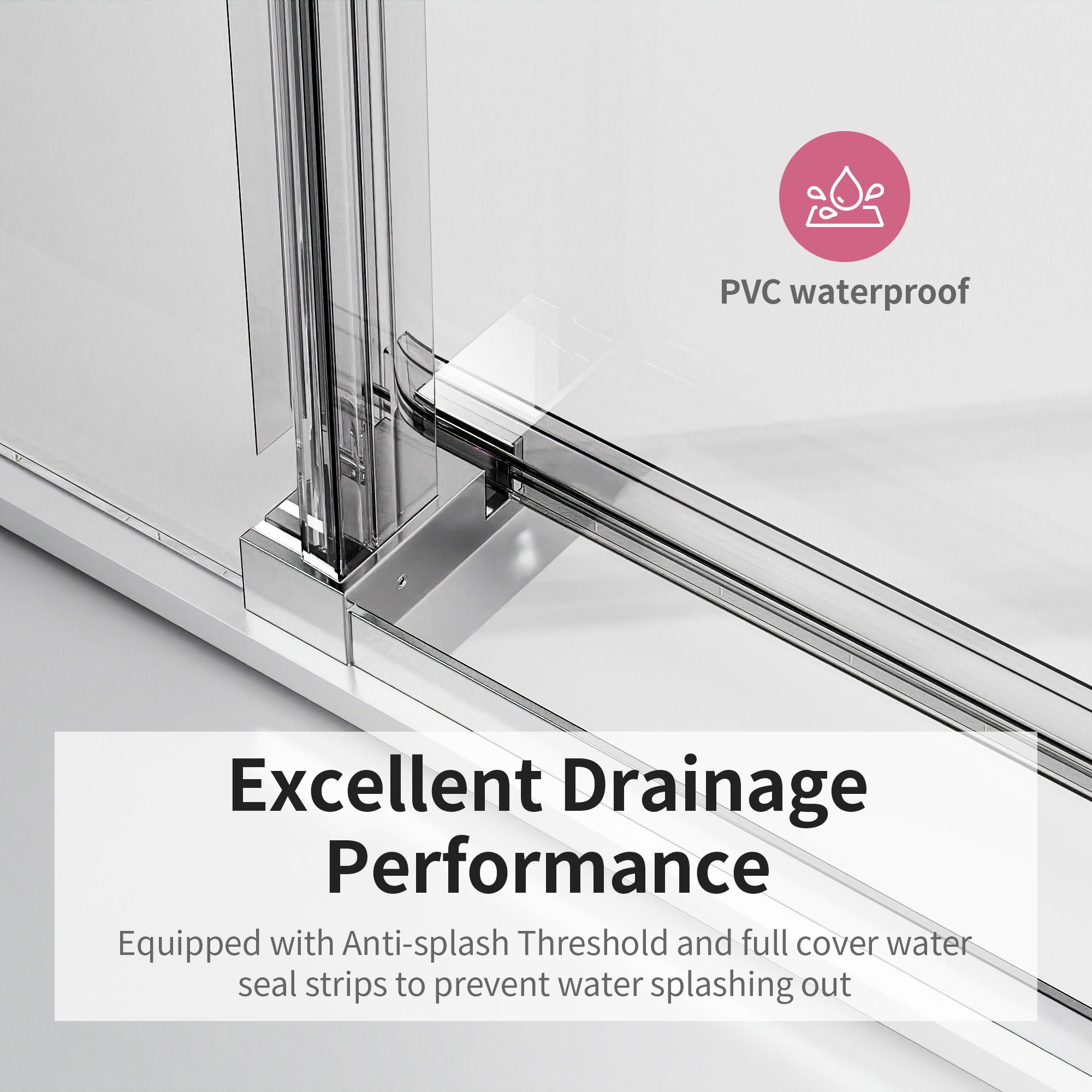 Frameless Sliding Shower Door With Soft- Close, 3 / 8" Tempered Glass