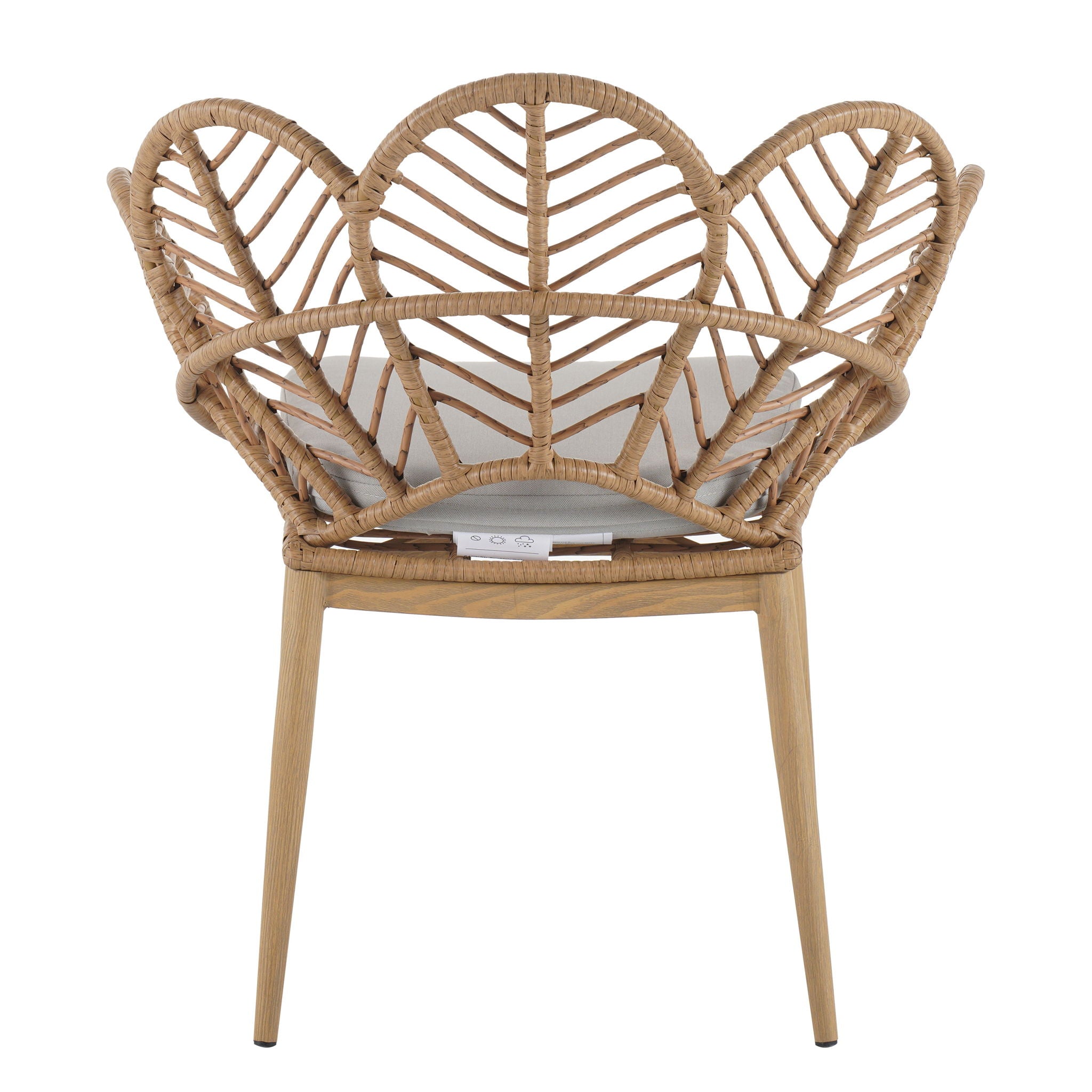 Kirk - Outdoor Patio 7 Pieces Chat Set With Wicker Chairs Cushions & Table - Beige / Light Brown / Teak