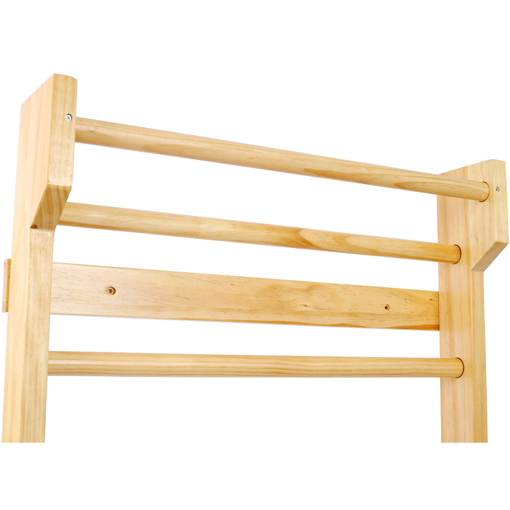 Gymnastics Stall Bar Multi Use Swedish Ladder For Home Gym And Physical Therapy - Natural