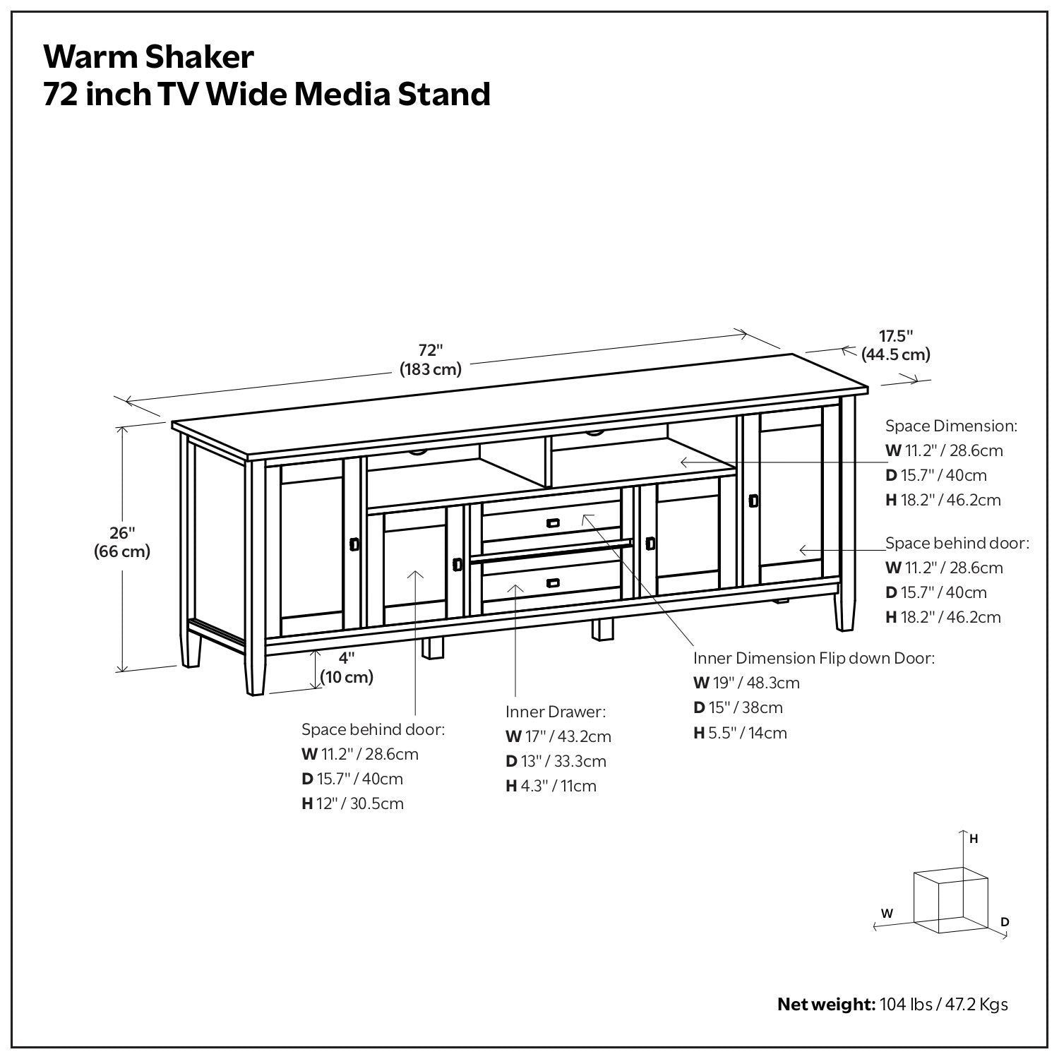 Warm Shaker - TV Media Stand Handcrafted - Tobacco Brown