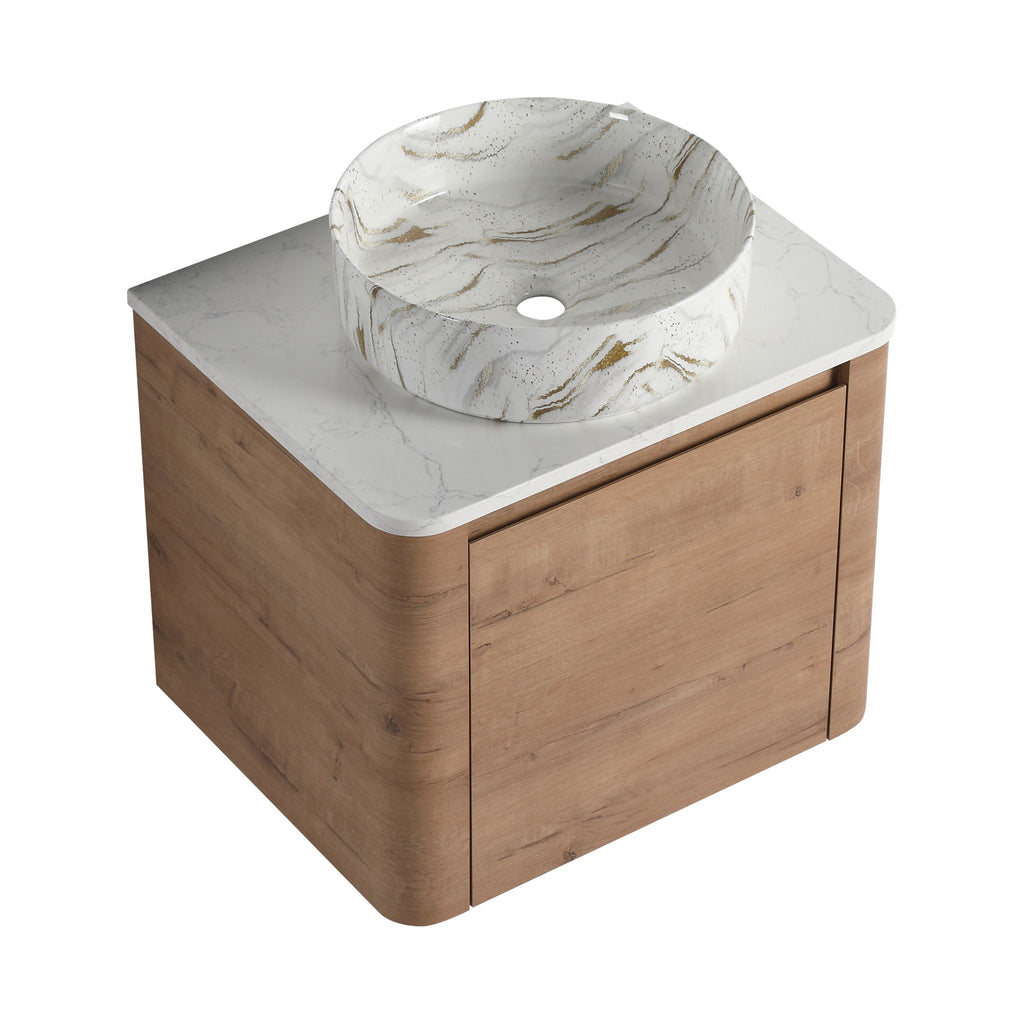 Wall Mounted Bathroom Vanity With Art Sink, 1 Soft Close Door