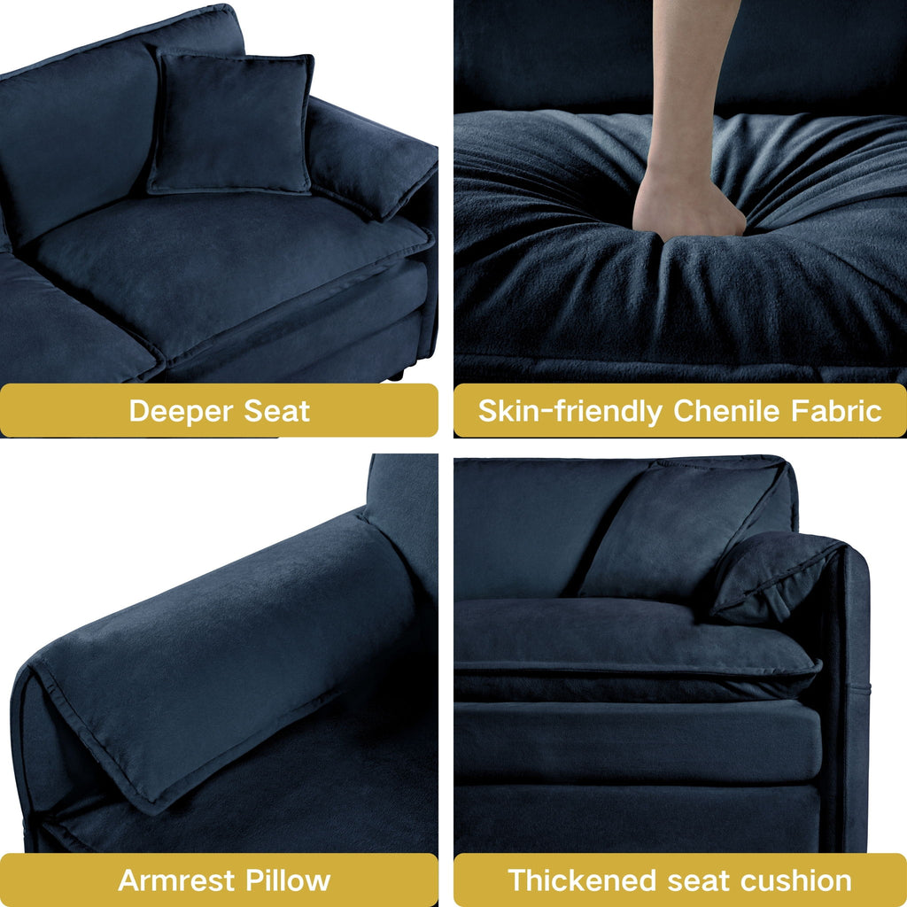 Modern Oversized Accent Chair, Comfy Single Sofa With Large Seat (Set of 2)