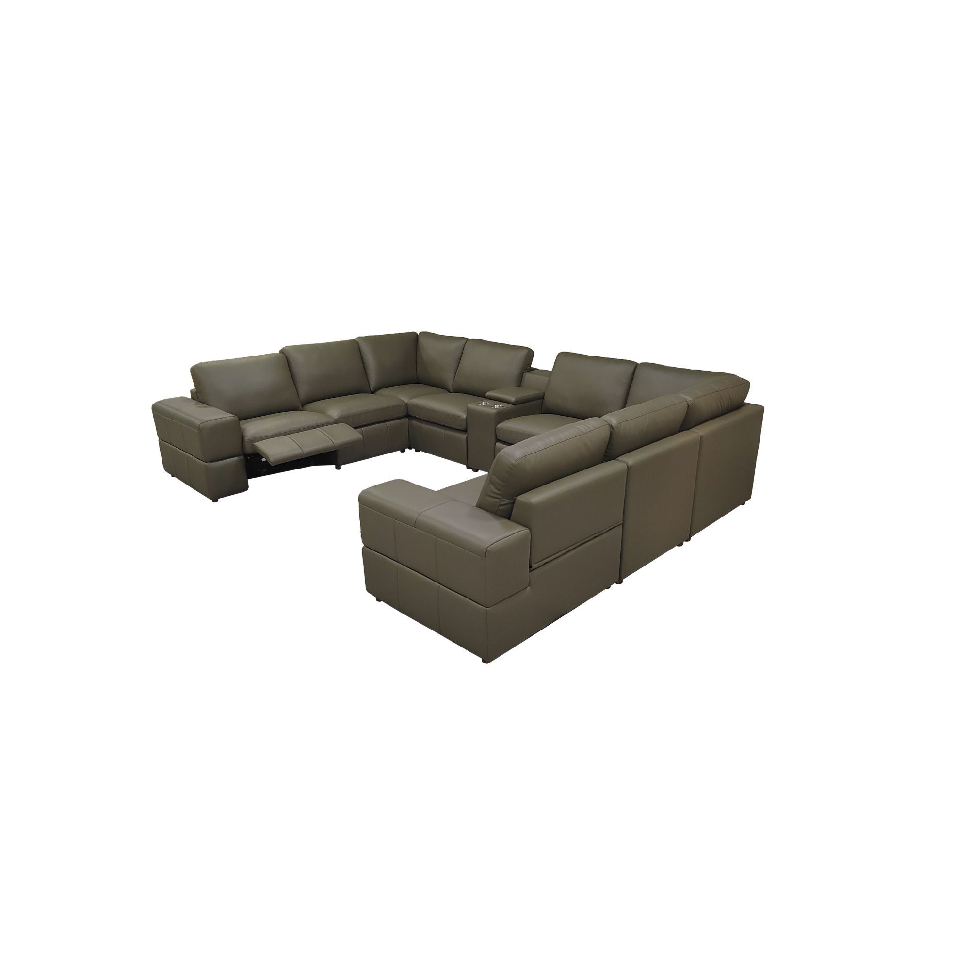 Upholstered Large Arms Sectional With Recliner Seats