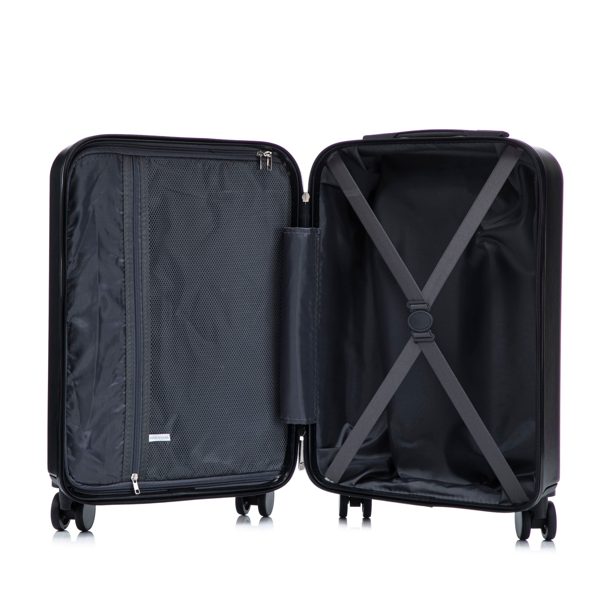 Luggage Set With Cosmetic Case, Combination Lock, Front Opening Design