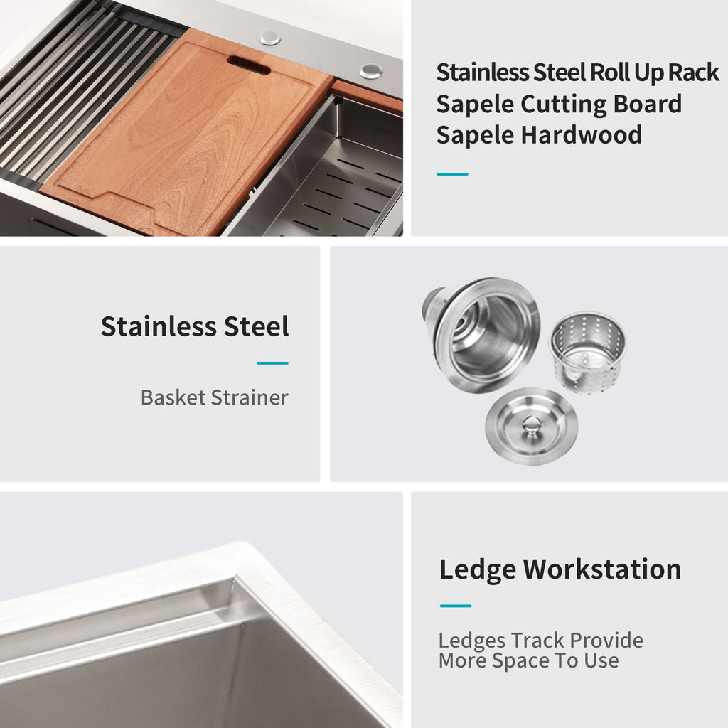 Drop In Kitchen Sink Stainless Steel 16 Gauge