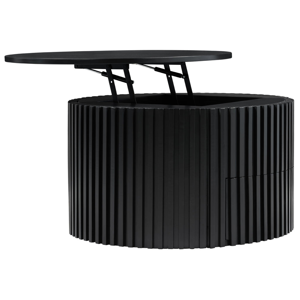 Round Lift Top Coffee Table With Hidden Storage For Living Room
