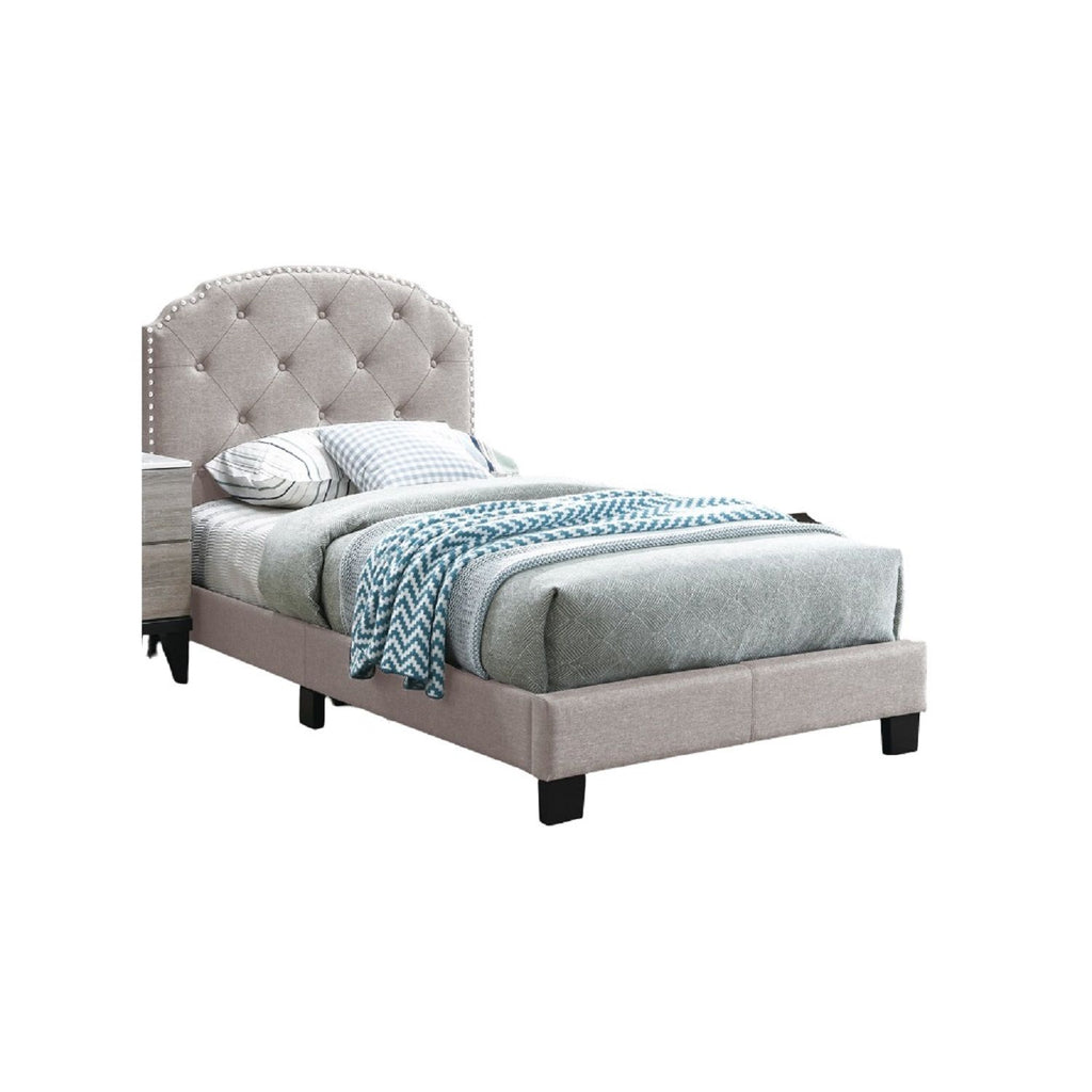 Button Tufted Bed With Nailhead Trim