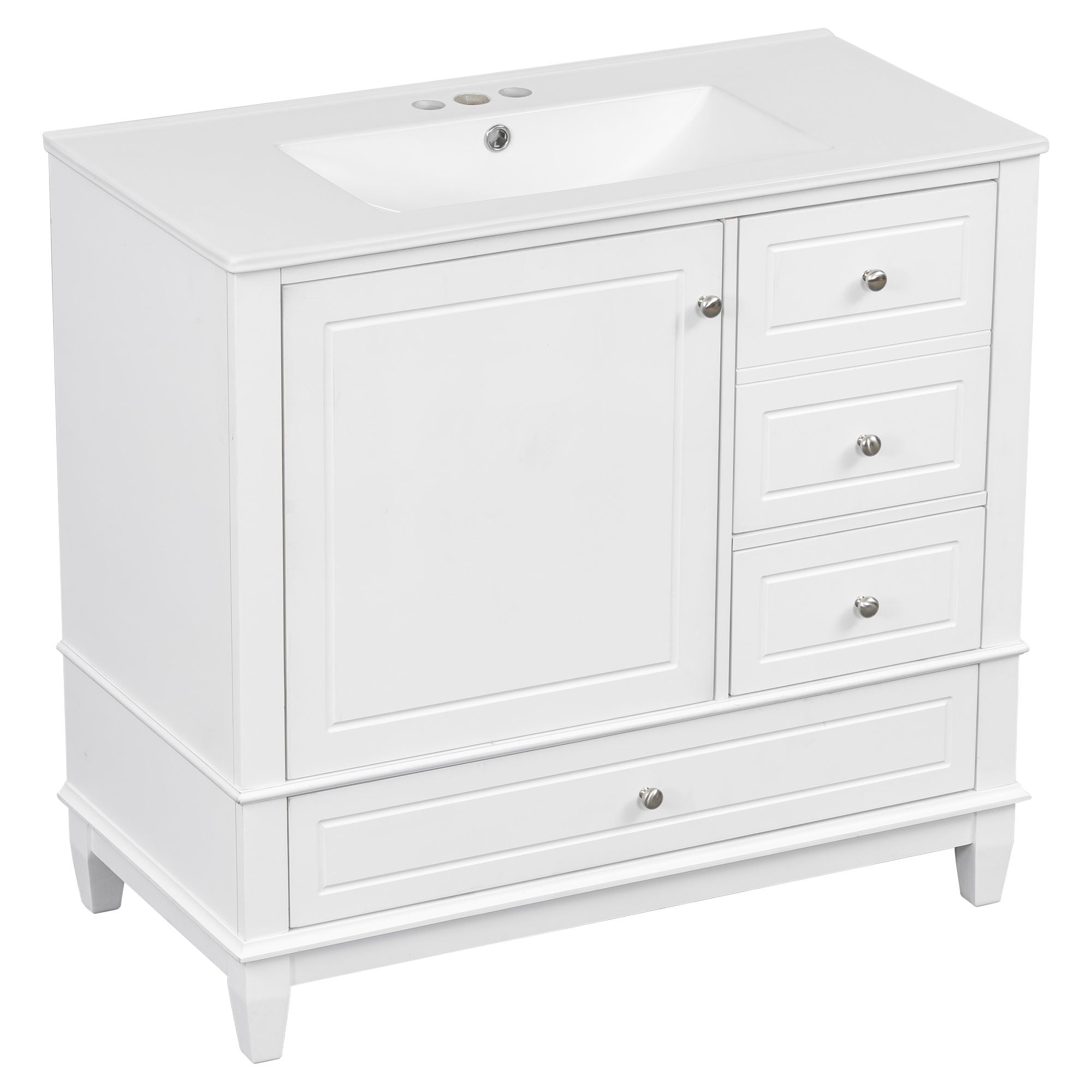 Modern Bathroom Vanity With Sink, 3 Drawers & Cabinet
