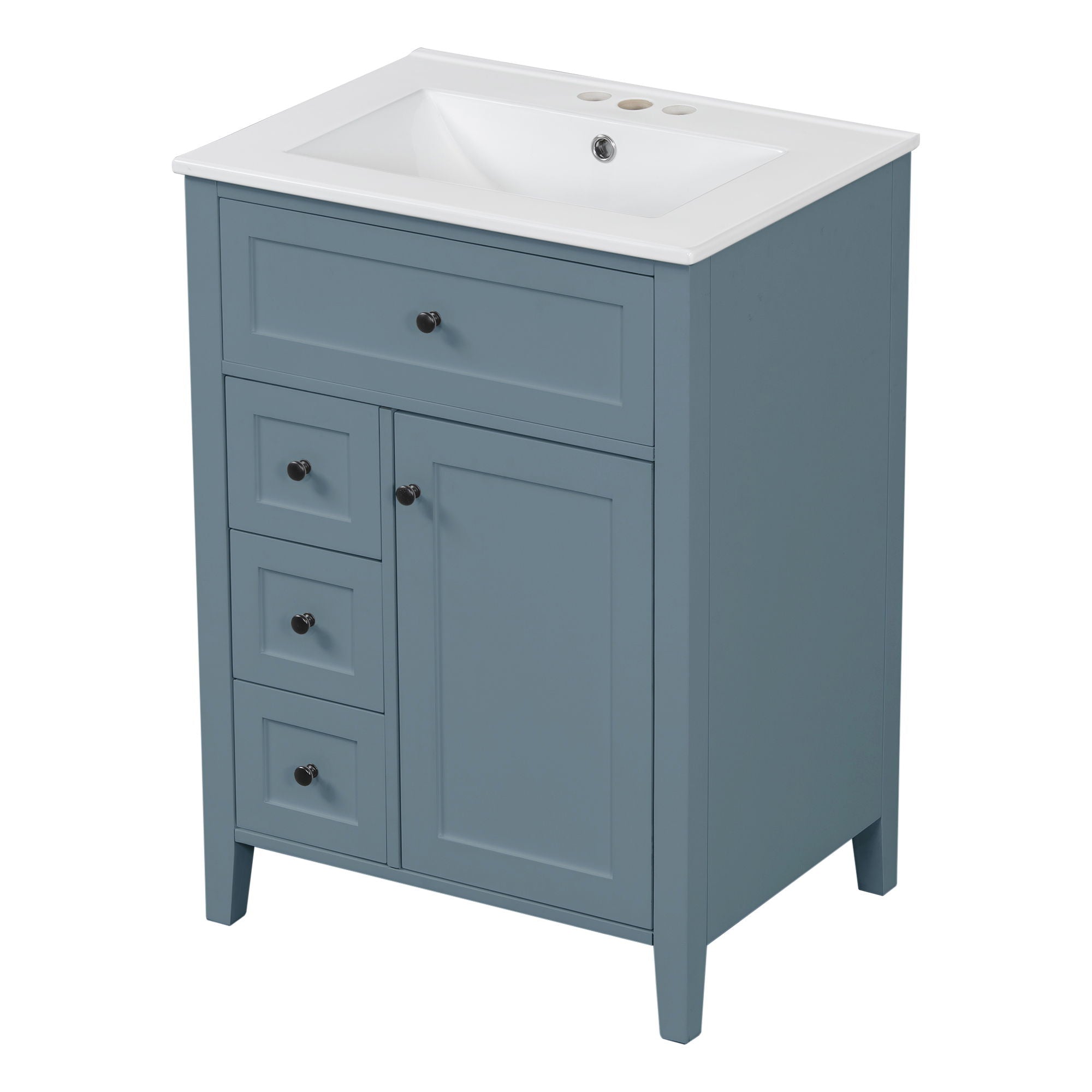 Bathroom Vanity With Sink, 3 Drawers & Cabinet With Adjustable Shelves