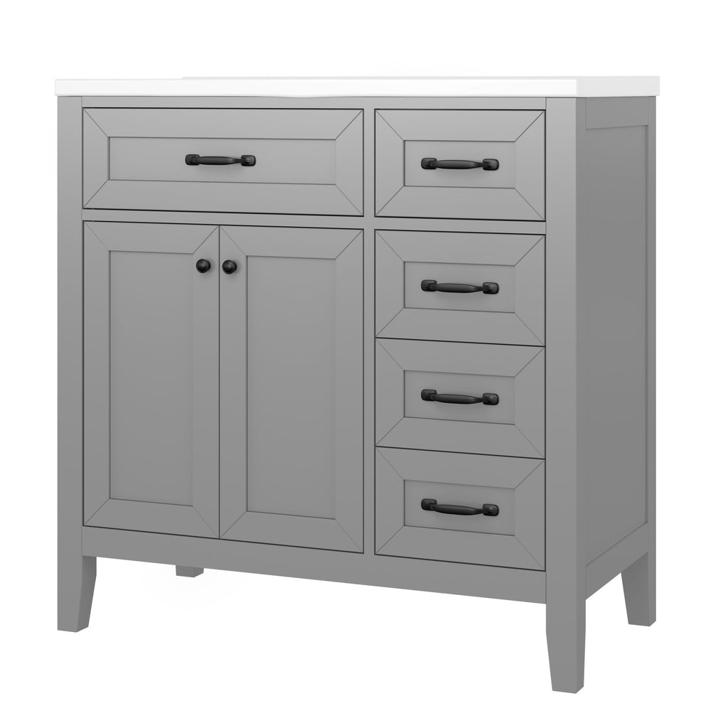 Modern Bathroom Vanity With Sink, Freestanding Design With Drawers And Doors