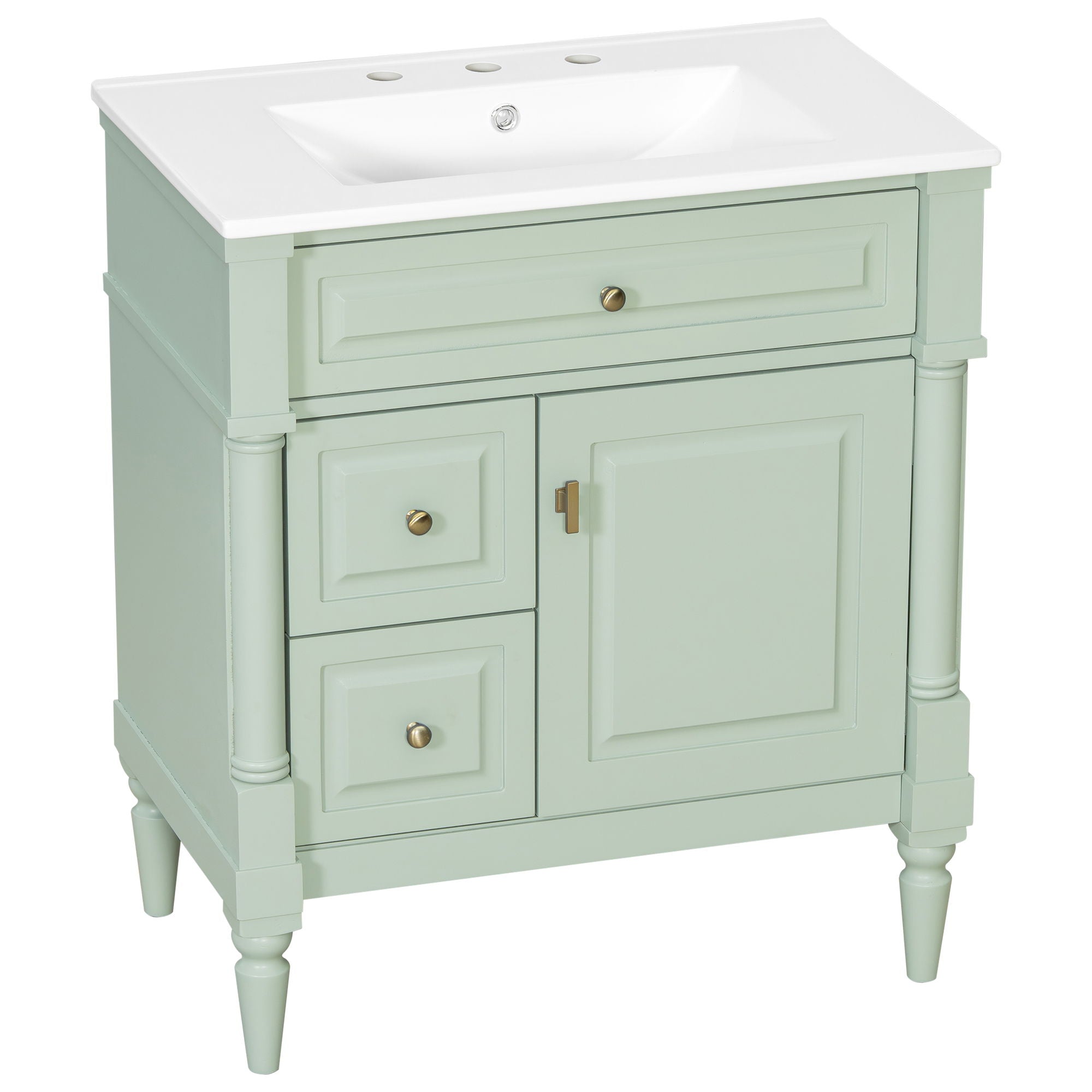 Modern Bathroom Vanity With Sink, Freestanding Cabinet With Flip Drawer & Adjustable Shelf