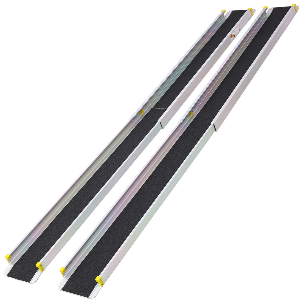 Premium Adjustable Telescoping Wheelchair Track Ramps Aluminium - Silver