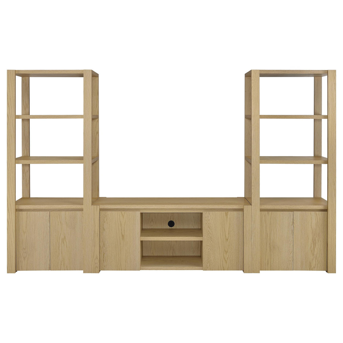 Susac - 3 Shelf Media Tower With Tall Pier Cabinet - Light Oak