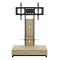 Mobile TV Cart With Push Pull Drawer, Lockable Wheels