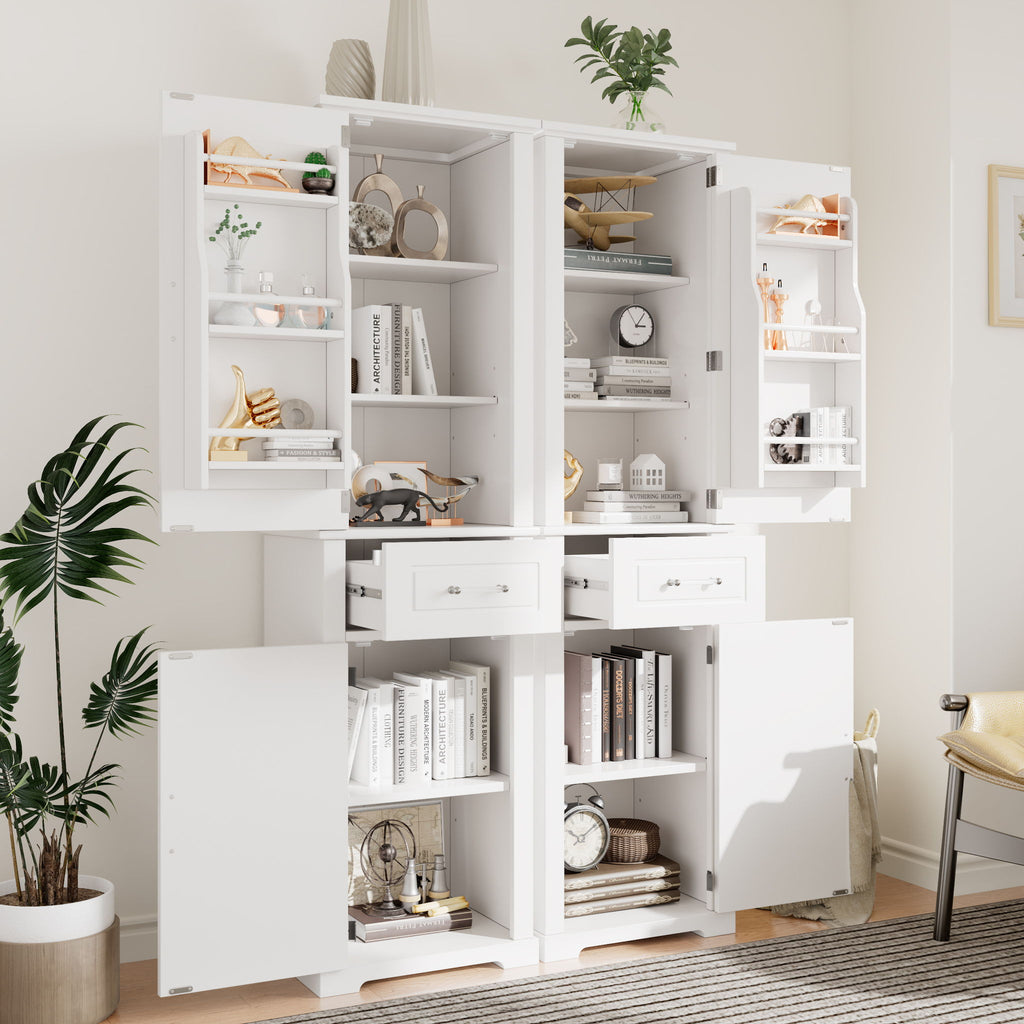 Tall Freestanding Bathroom Storage Cabinet With Adjustable Shelf, 2 Door Design