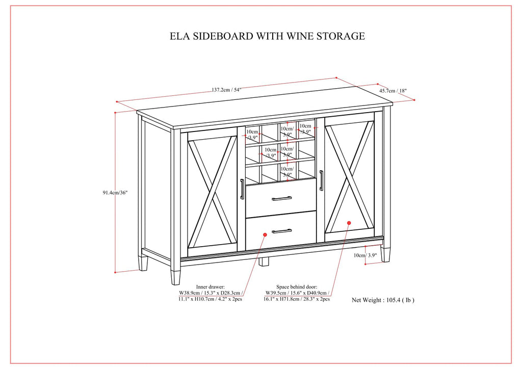 Ela - Sideboard With Wine Storage - Smoky Brown