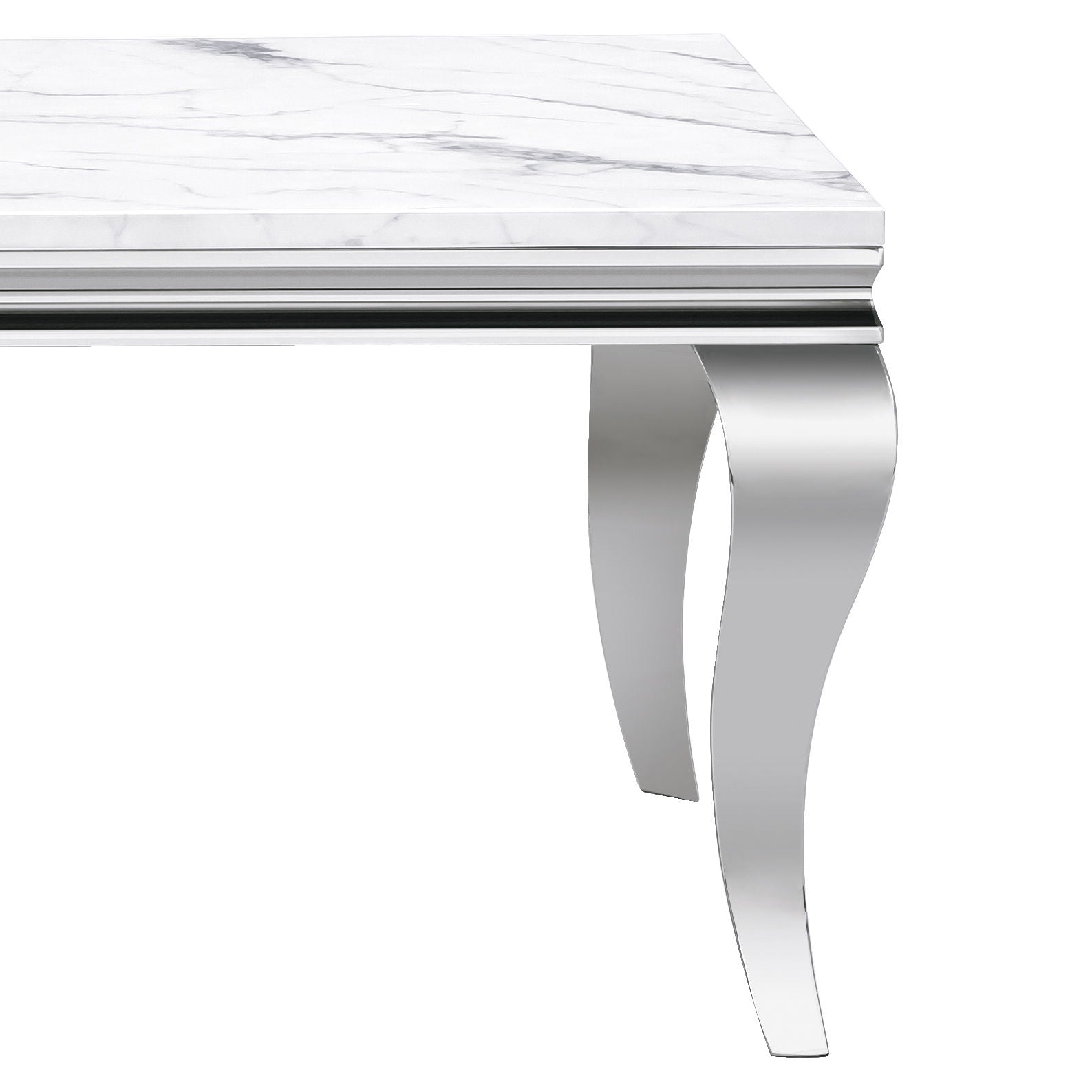 Marble Printed Rectangular Table, Stainless Steel Legs