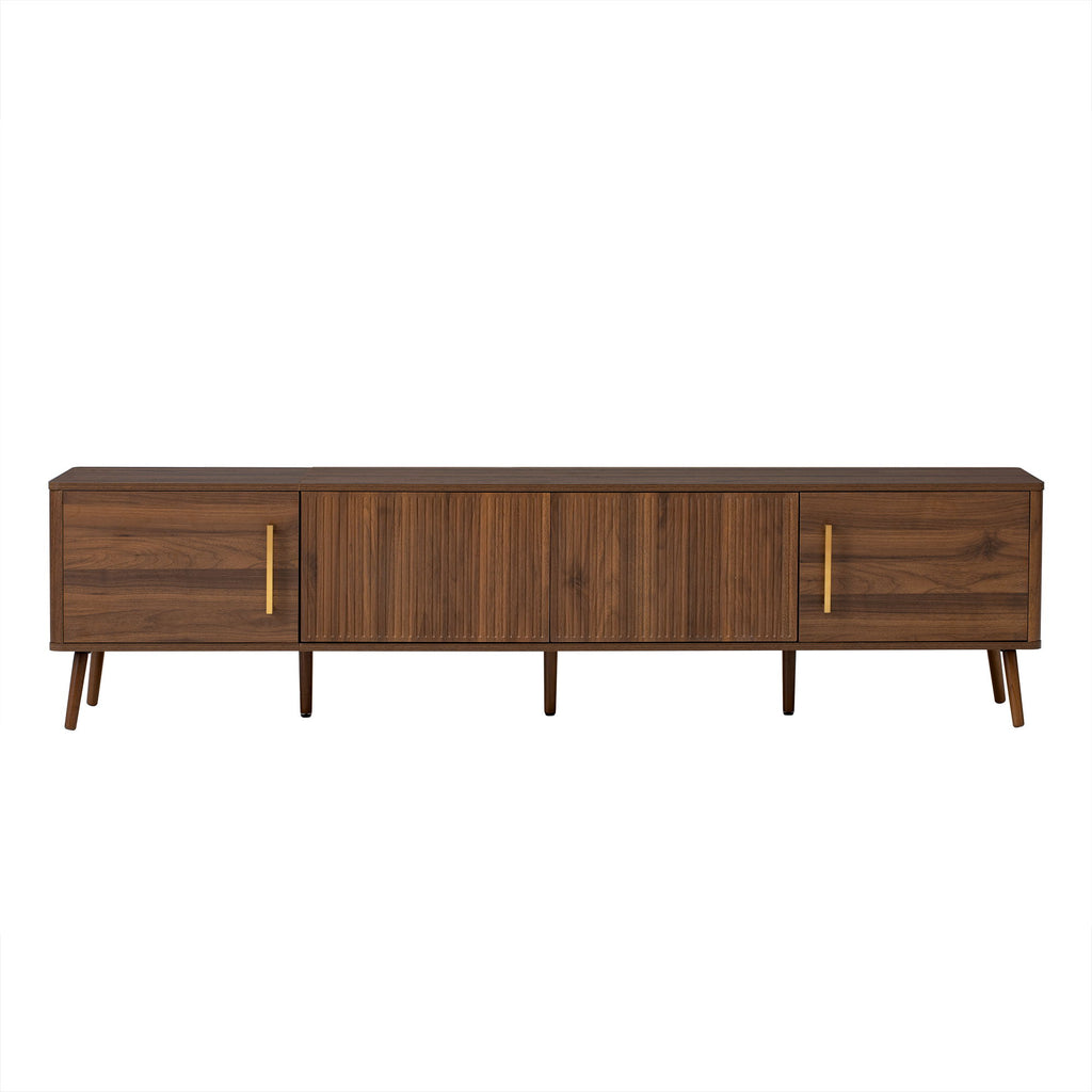 TV Stand For TVs Up To 85" With Fluted Door, Cable Management, Soft-Closing Hinges - Walnut