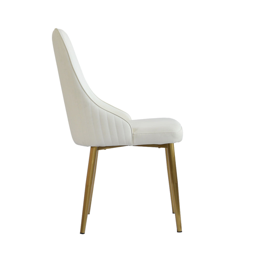 Modern Sponge-Filled Dining Chair, Solid Wood Metal Legs, Suitable For Restaurants, Living Rooms And Rooms (Set of 2) - White