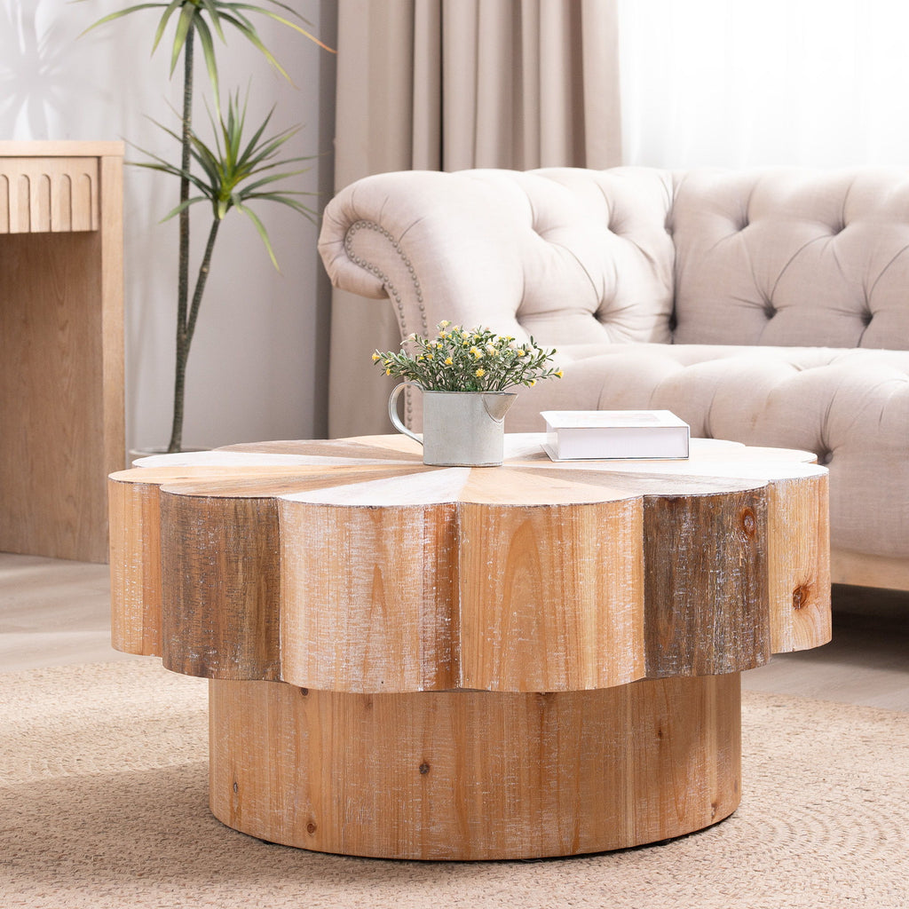 Flower Shaped Coffee Center Table For Living Room - Multicolor