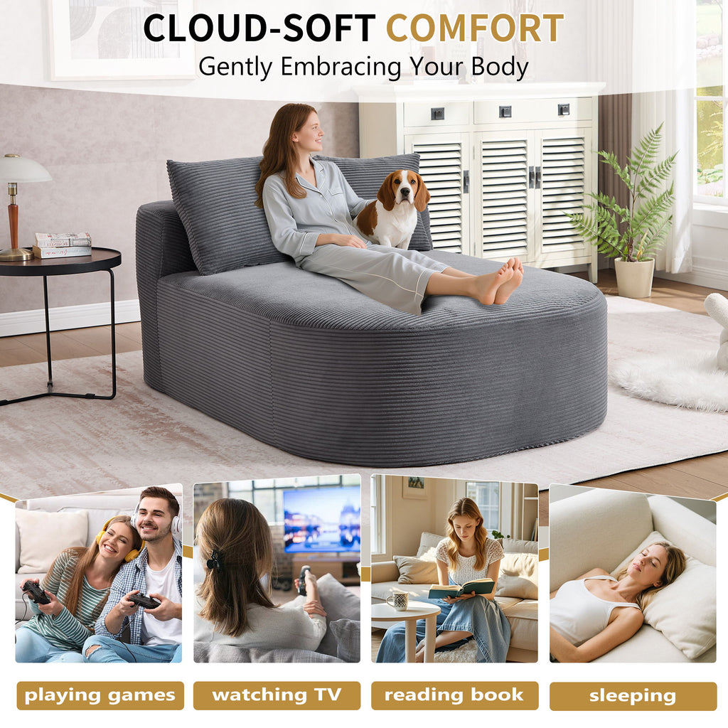 Oversized Chaise Lounge Sofa Bed With Deep Seat And Soft Pillows