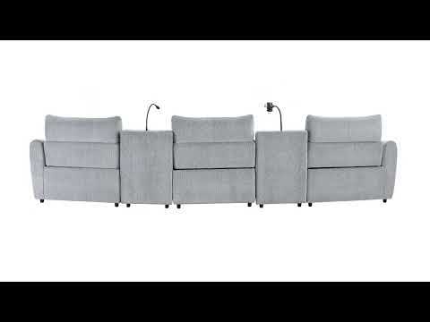 Fullar - LAF Modular Power Motion Recliner - Light Gary Chenille