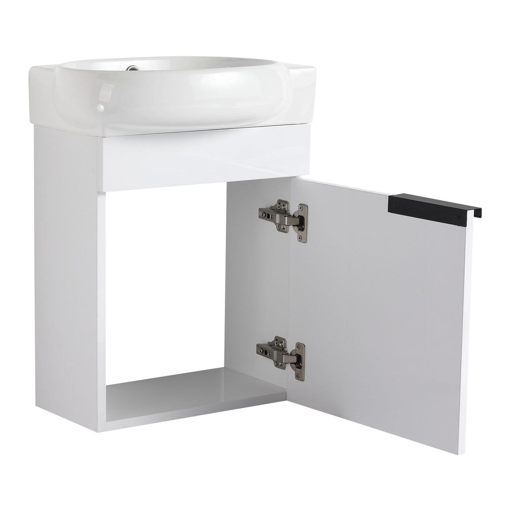 Soft Close Doors Bathroom Vanity With Sink, Compact Wall Mounted Design Basin