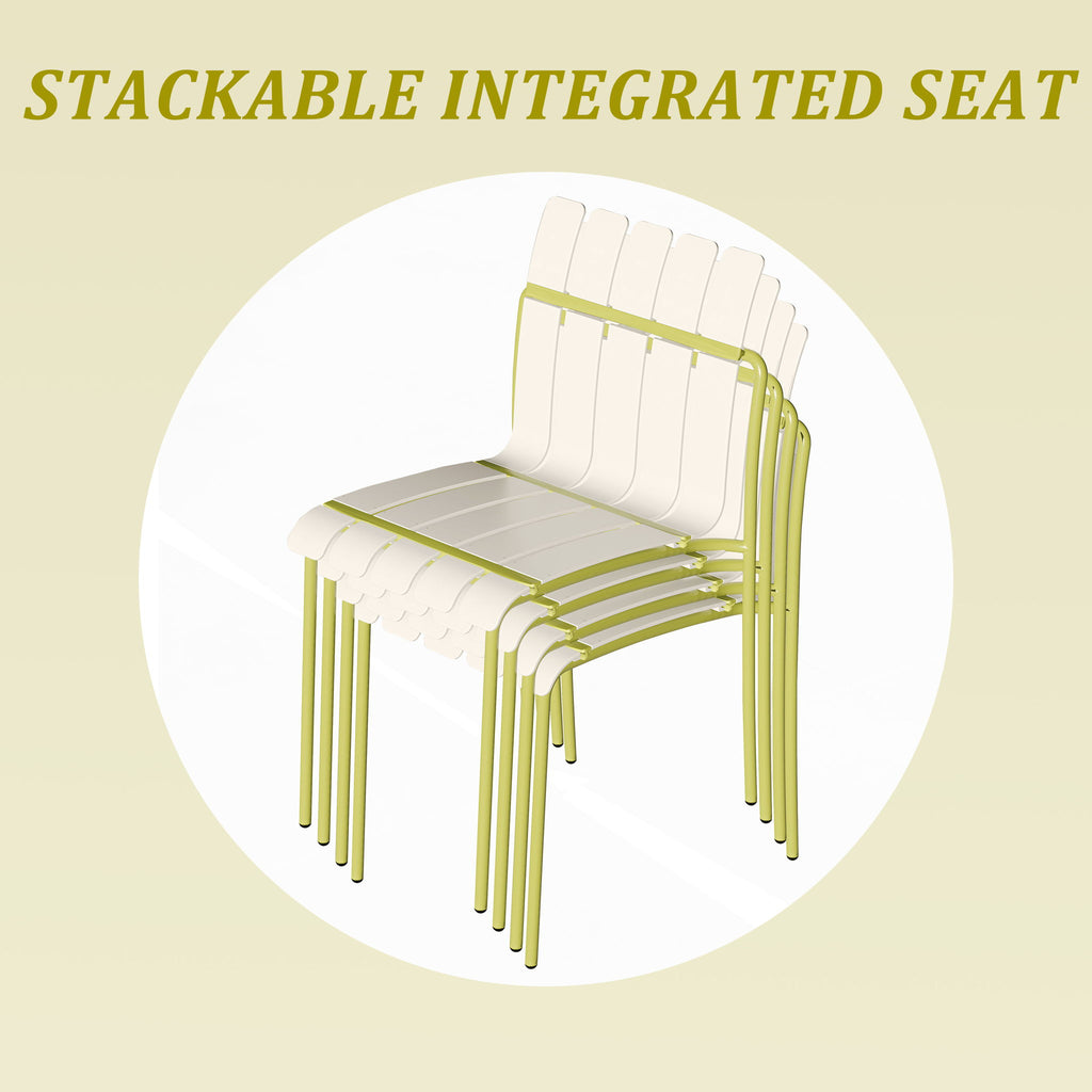 4 Piece Set Of Modern Color Block Designed Single Chairs With Round Table
