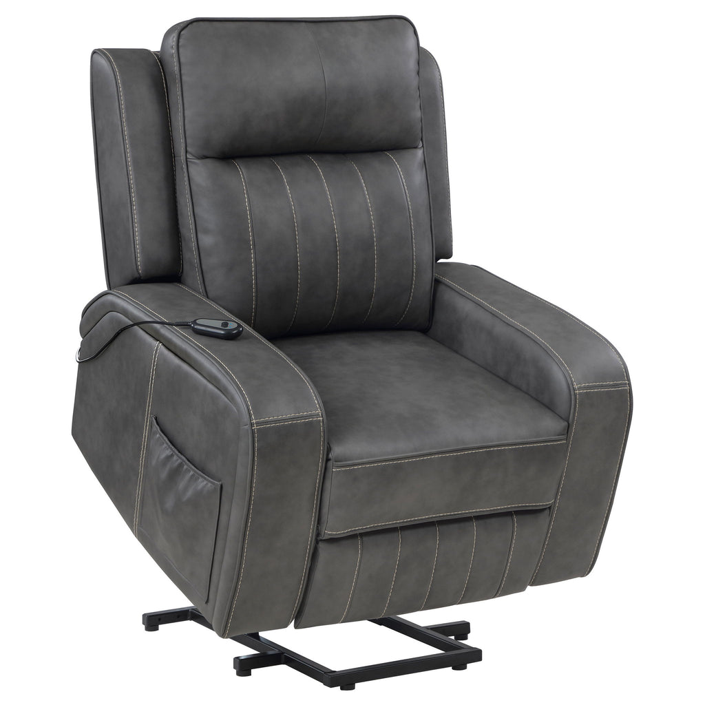 Mckinley - Upholstered Power Lift Recliner Chair With Remote Control - Gray
